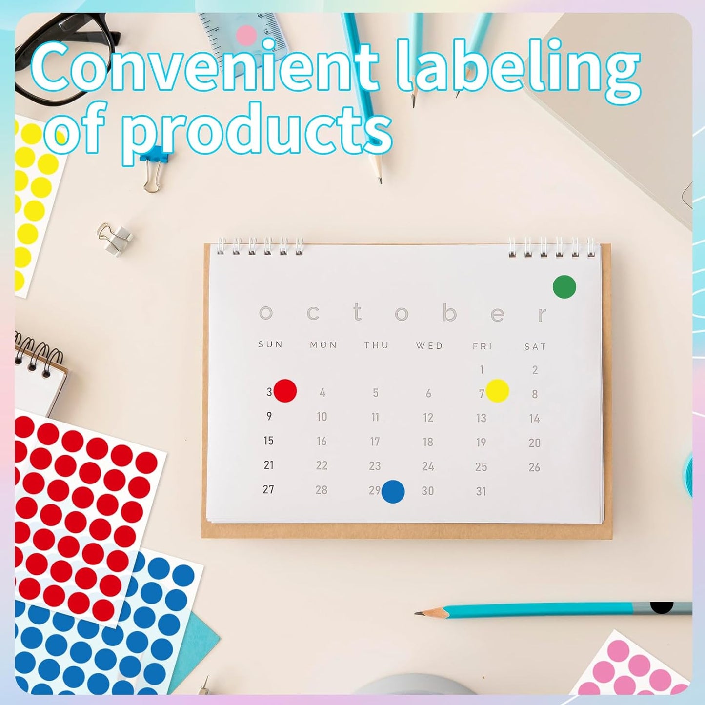 2520 PCS Colored Dot Stickers, 1/2'' Small Colored Dot Stickers Round Labels - 12 Colors
