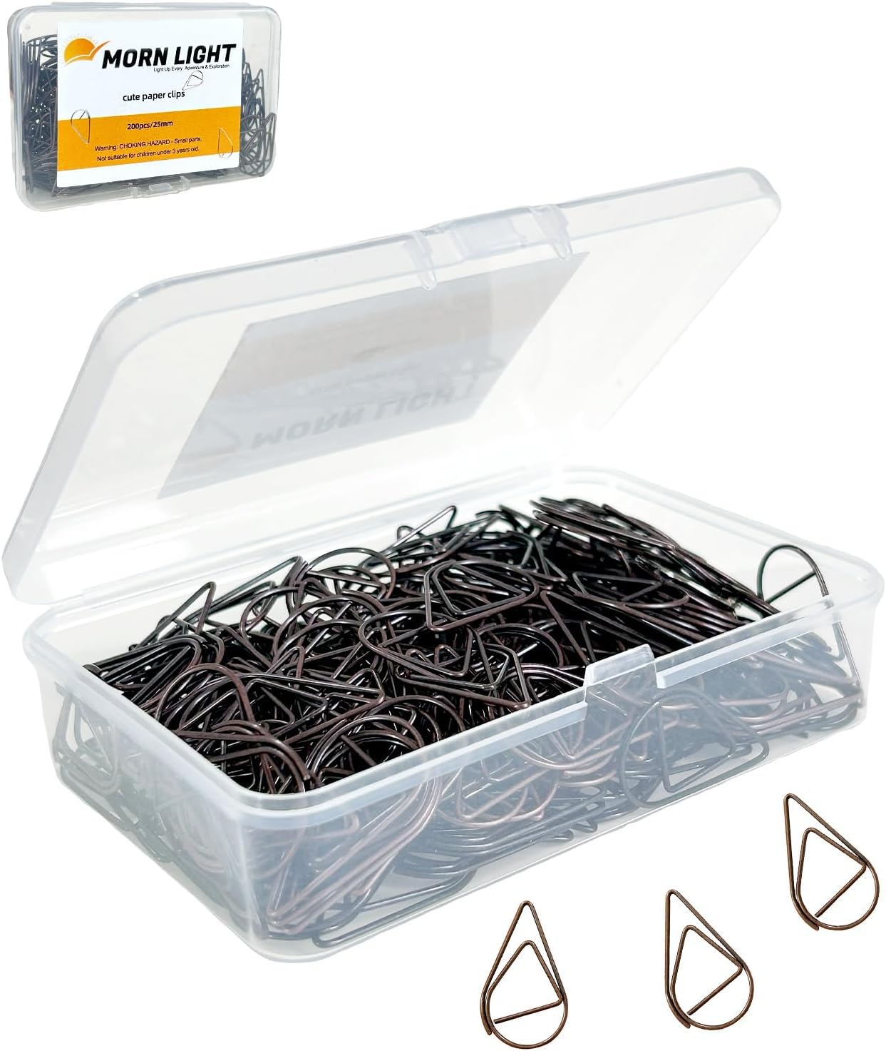 200 Pcs Teardrop Paper Clips Bulk,Stainless Steel Rust-Resistant Paperclips for Wedding Invitations, 3X Stronger Hold with Mirror Polish (Copper, 1inch)