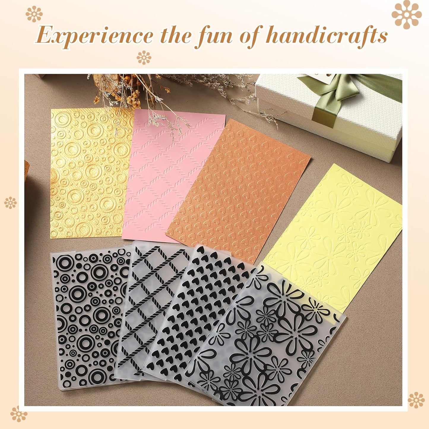 Geiserailie 8 Pieces Embossing Folders Embossing Machine Template Paper Card Heart Folders for Card Making DIY Flower Scrapbook Photo Album Craft Decoration 5.9 x 4.1 Inch(8 Pcs,Classic Style)