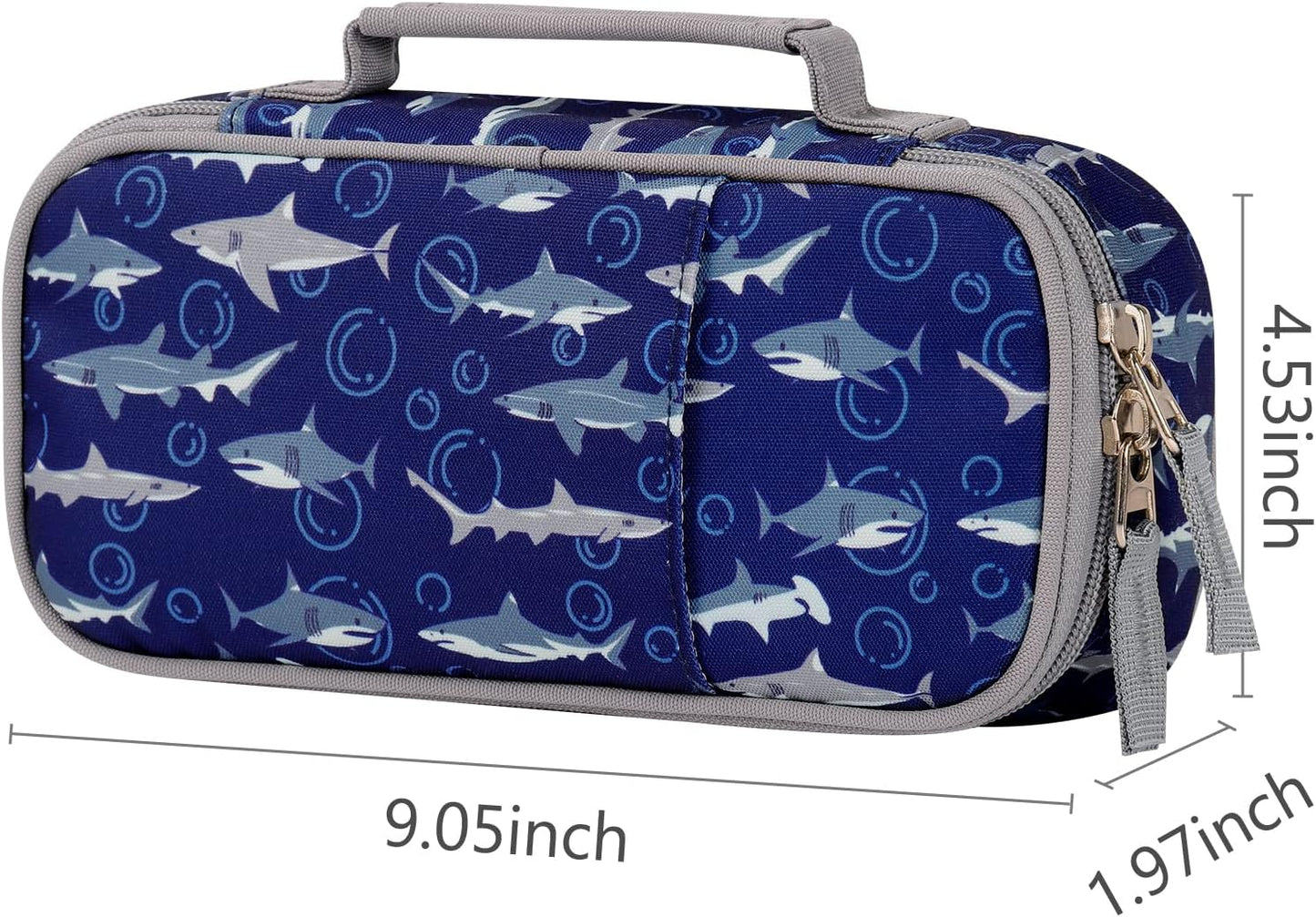 Choco Mocha Shark Pencil Case for Boys, Soft Pencil Case Kids Pencils Pouch for Kindergarten Boys, Blue