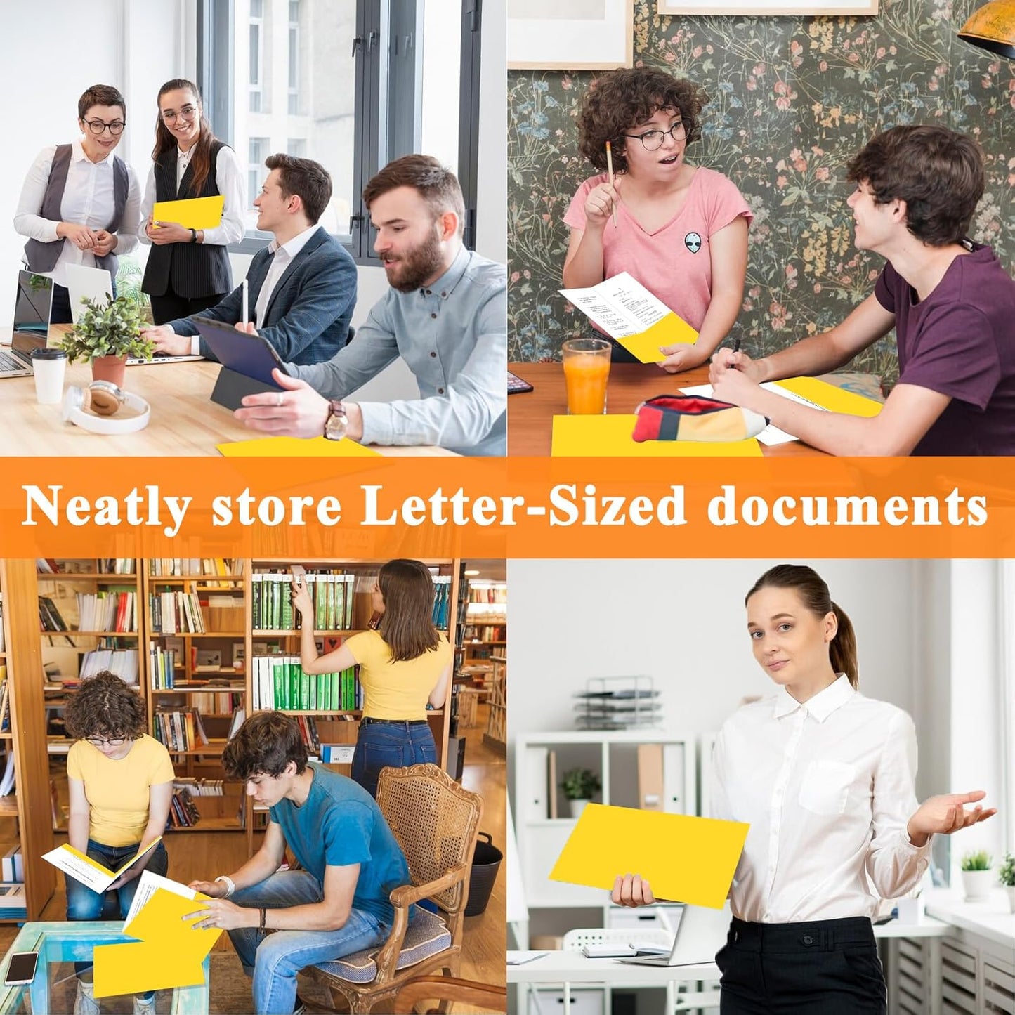 25Pcs Yollow Folders with Pockets-2 Pocket Folders for Documents,Cute Paper for Filing Cabinet,School,Office,Resume Portfolio