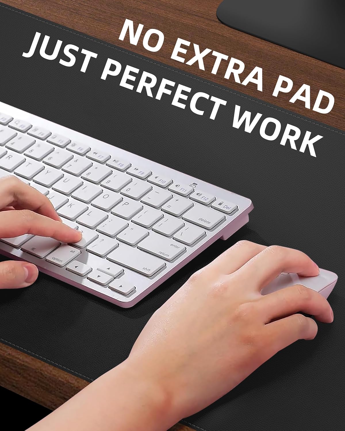 Desk Pad Mat 23.6"x13.7" - Waterproof Mouse Pad & Desk Protector, Non-Slip PU Leather for Gaming Keyboard/Mouse, Stitched Edge XL Office Desk Pad with Ergonomic Support(Black)