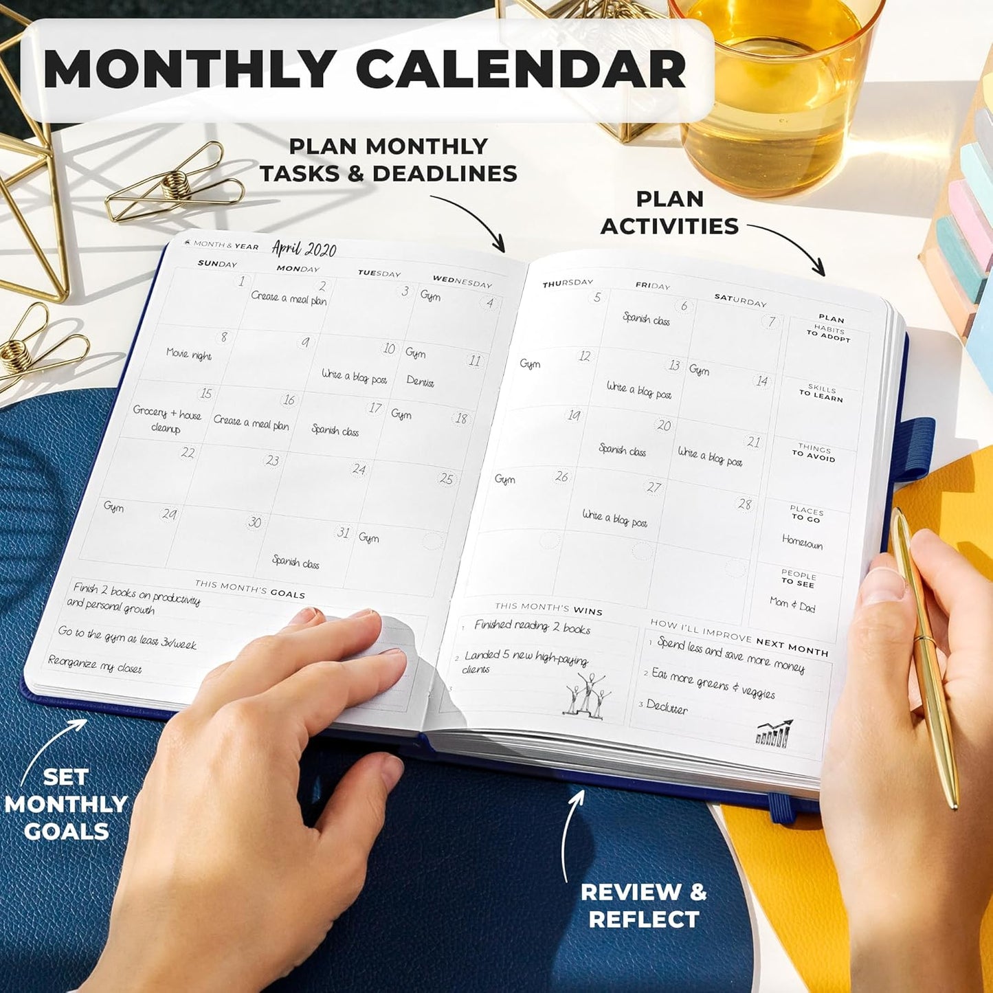 Clever Fox Planner Premium Edition – Undated Luxurious Weekly & Monthly Planner to Increase Productivity and Hit Your Goals – Organizer – Start Anytime, A5, Lasts 1 Year, Navy Blue (Weekly)