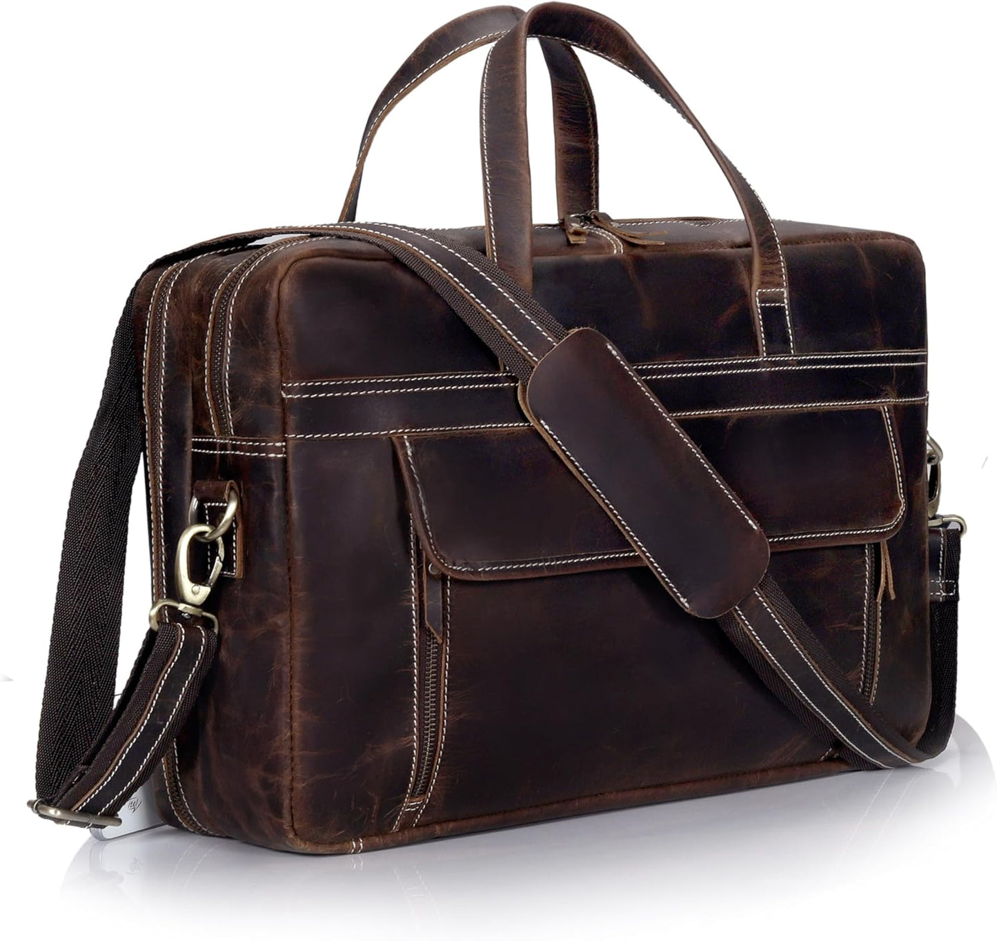 Full Grain italian Leather Briefcase for Men Top Choice Gifts Handcrafted Laptop Bag with Multiple Compartments
