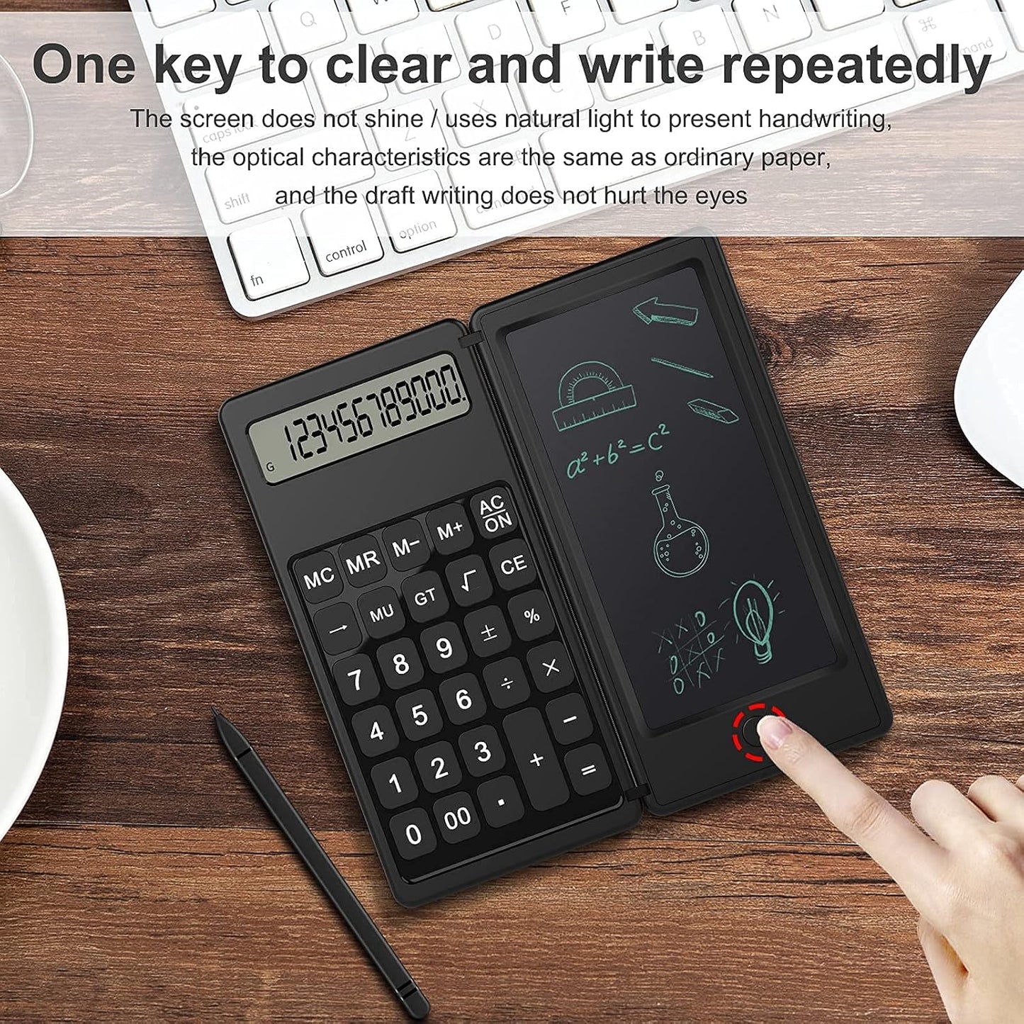 Doodle Pad Calculators, Kids Calculator with Writing Tablet & 6 LCD Display, 12 Digit Electronic Board Drawing/Memo Pads