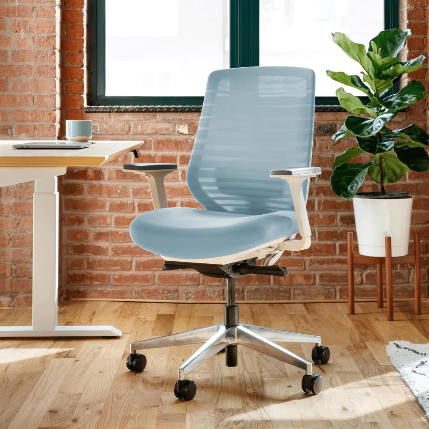 Branch Ergonomic Chair - A Versatile Desk Chair with Adjustable Lumbar Support, Breathable Mesh Backrest, and Smooth Wheels - Experience Optimal Comfort and Support - Light Blue