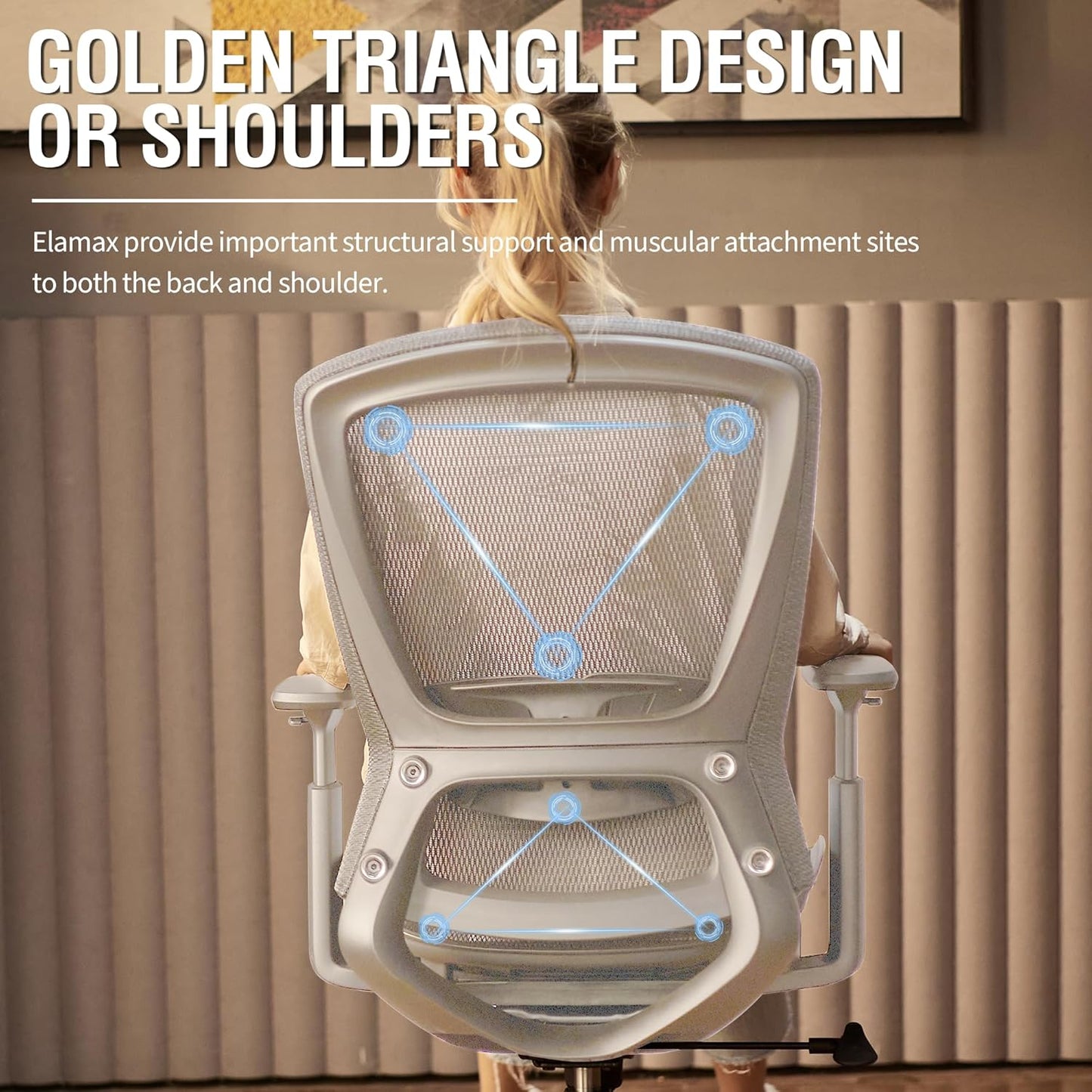 ELABEST T96 Mesh Office Chair,Ergonomic Computer Desk Chair,Sturdy Task Chair- Adjustable Lumbar Support & Armrests,Tilt Function,Comfort Wide Seat,Swivel Home Office Chair