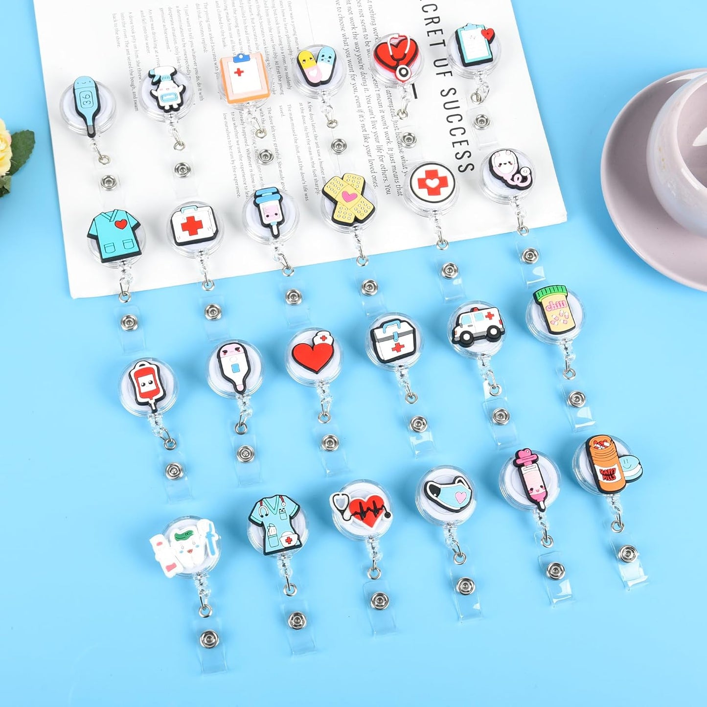 24Pcs Medical Badge Reel, Retractable Nursing ID Badge Holders Nurse Accessories for Doctor Medical Health Hospital Office Worker Gifts. (Nurse)