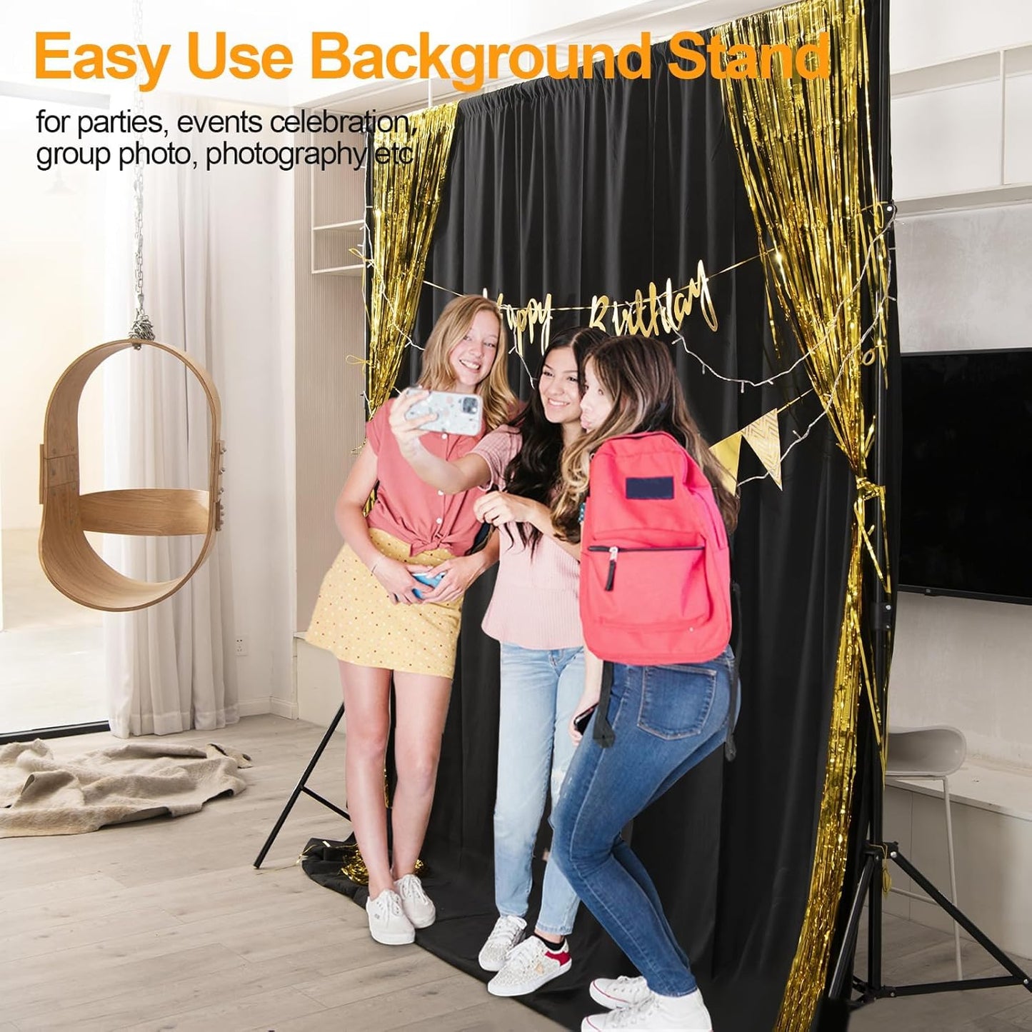 EMART Photo Backdrop Stand kit, 9 x 10 ft Back Drop Adjustable Frame for Photography, Photoshoot Banner Background Support Holder for Parties Dectoration