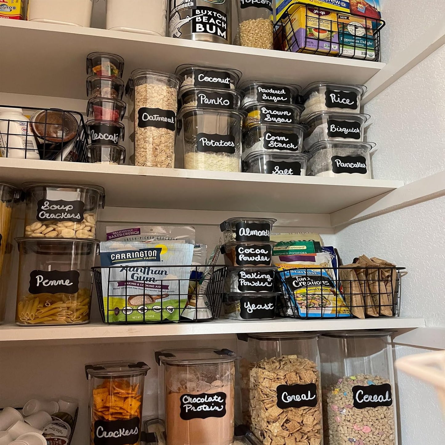 180 pcs Chalkboard Labels Sticker Reusable Blackboard Sticker with White Chalk Marker Waterproof Chalkboard Sticker Rectangle Chalkboard Labels for Containers, Mason Jars, Food Storage