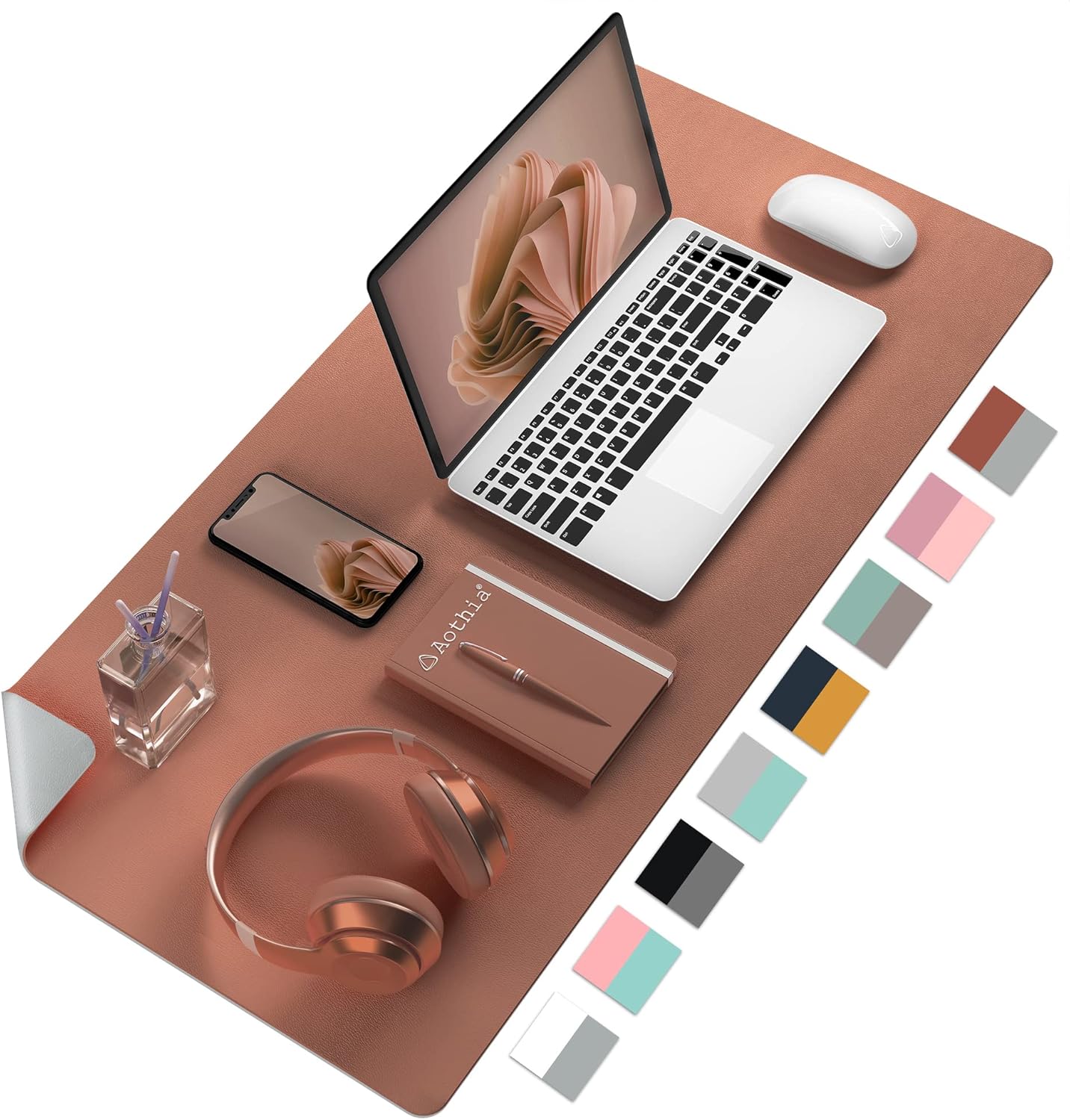 Desk Mat Large Protector Pad - Multifunctional Dual-Sided Office Desk Pad,Smooth Surface Soft Mouse Pad, Waterproof Desk Mat for Desktop, Pu Leather Desk Cover for Office/Home(Brown, 31.5" x 15.7")