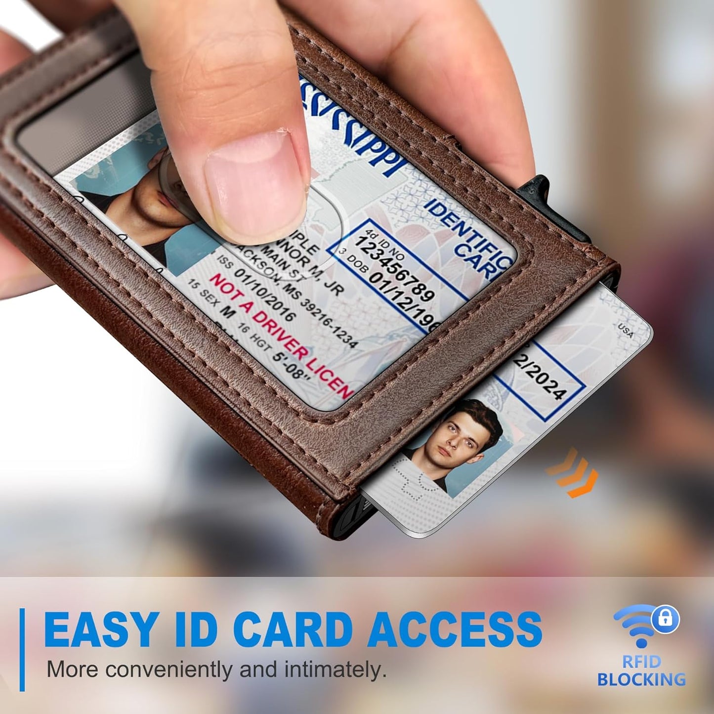 Airtag Wallet for Men, Slim Pop Up Credit Card Holder RFID Blocking Mens Minimalist wallet for 7-9 Cards ID Window, with Gift Box