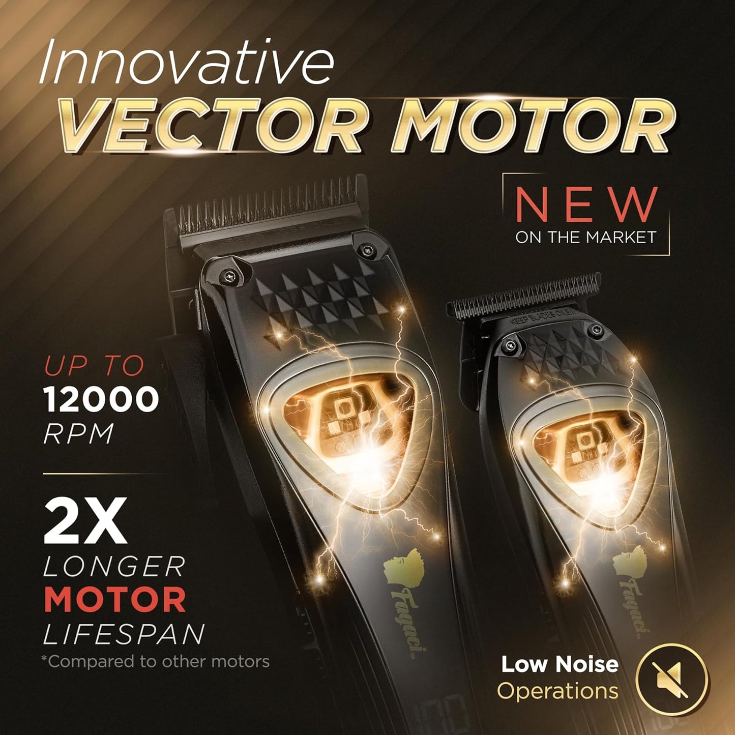 Fagaci Professional Hair Clippers for Men with DLC Blades and High Torque Vector Motor, Barber Clippers and Trimmers Set Zero Gap, 12000 RPM Hair Cutting Kit, Mens Haircut Cordless Clipper for Barber