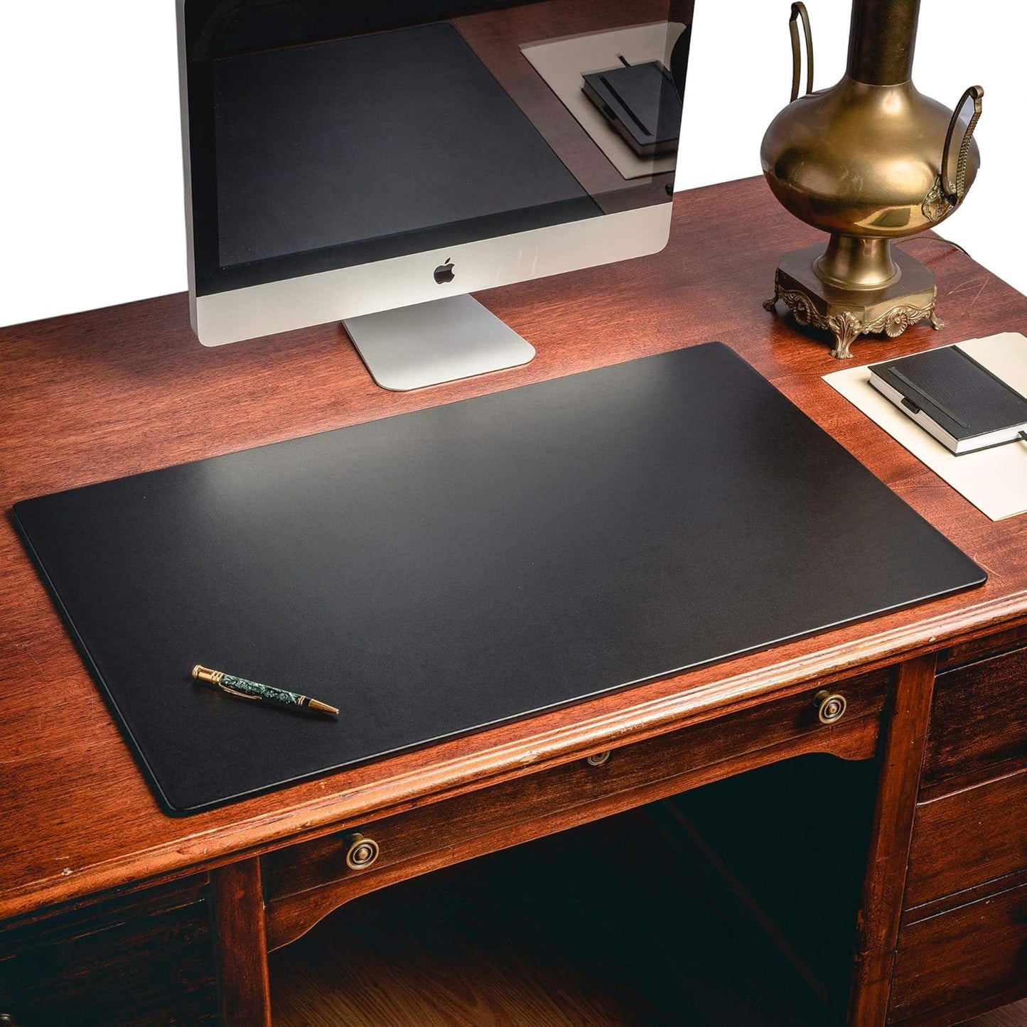 Dacasso Pad Without Side Rails Luxury Leather Blotter for Writing-Executive Desk Surface Protector, 34” x 20”, Black