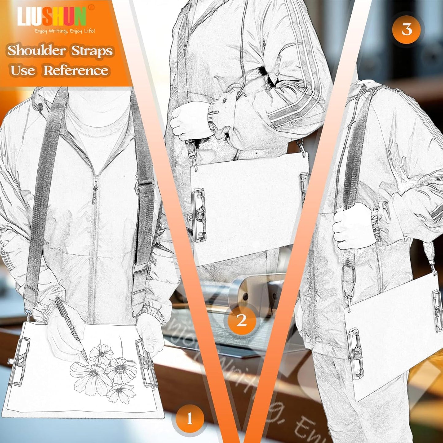 Aluminum Metal Clipboard with Detachable Adjustable Shoulder Strap A4 Double Clip Board Stainless Hangable w/Pen Holder Letter 9" x 12.6" for School Office Business Factory (Red-with Strap, A4)