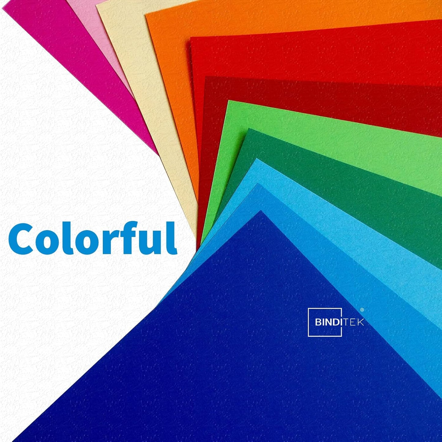 Binditek 100 Pack Grain Texture Paper Binding Presentation Covers, 13Mil, 90lb, Un-Punched, 8-1/2 x 11 Inches, Square Corners, White, Office Supplies