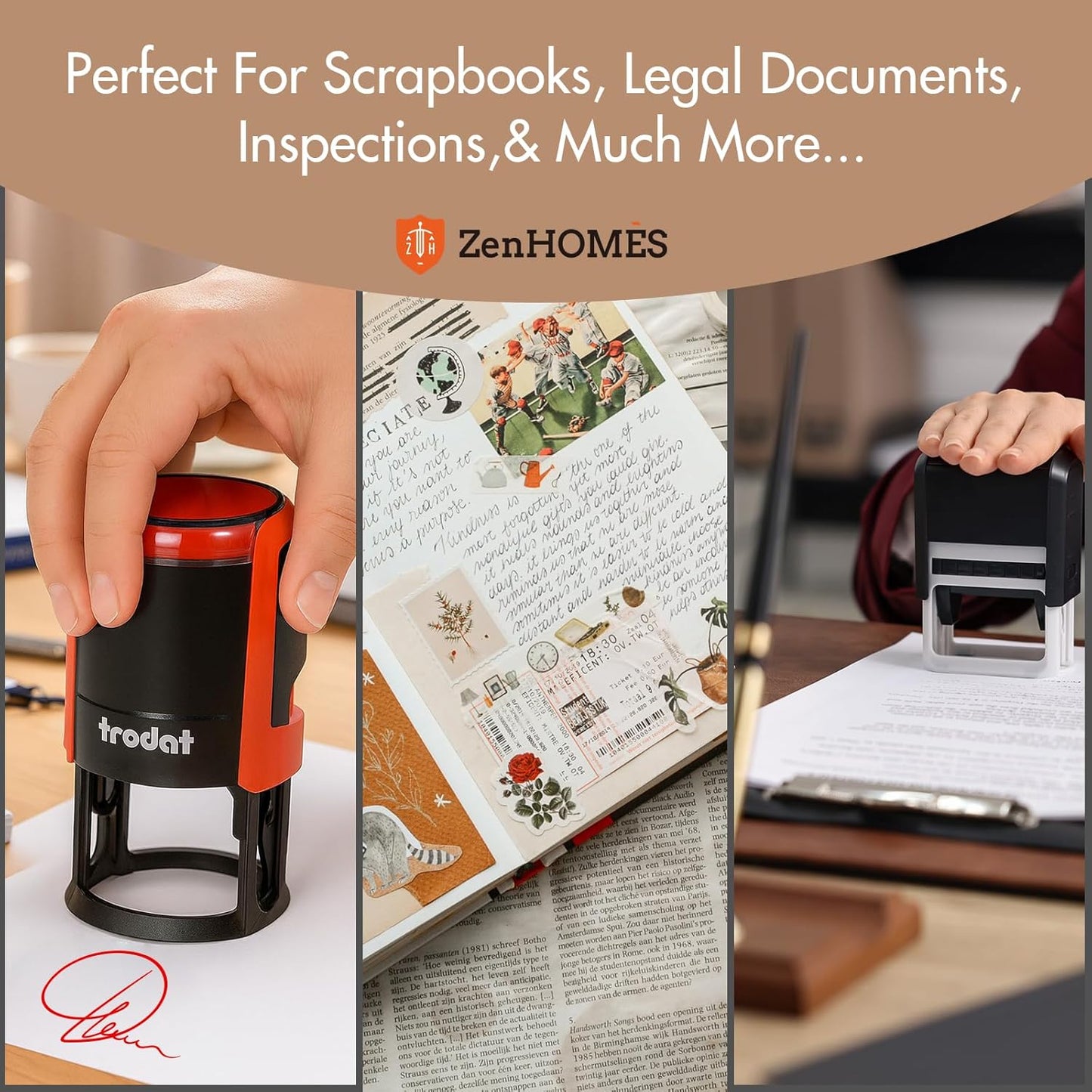 Custom Logo Stamps Self Inking, Customized Address Name Stamp, Personalized Stamp Image or Text,4 Different Sizes,5 Ink Color Options (Round)