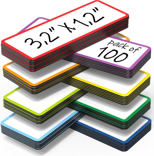 100 Pack Dry Erase Magnetic Labels 3.2x1.2 in - Magnetic Name Tags for Classroom Lockers School Bus - Classroom Magnets for Names - Magnet Labels for Whiteboard Magnet Names Plates for Classrooms
