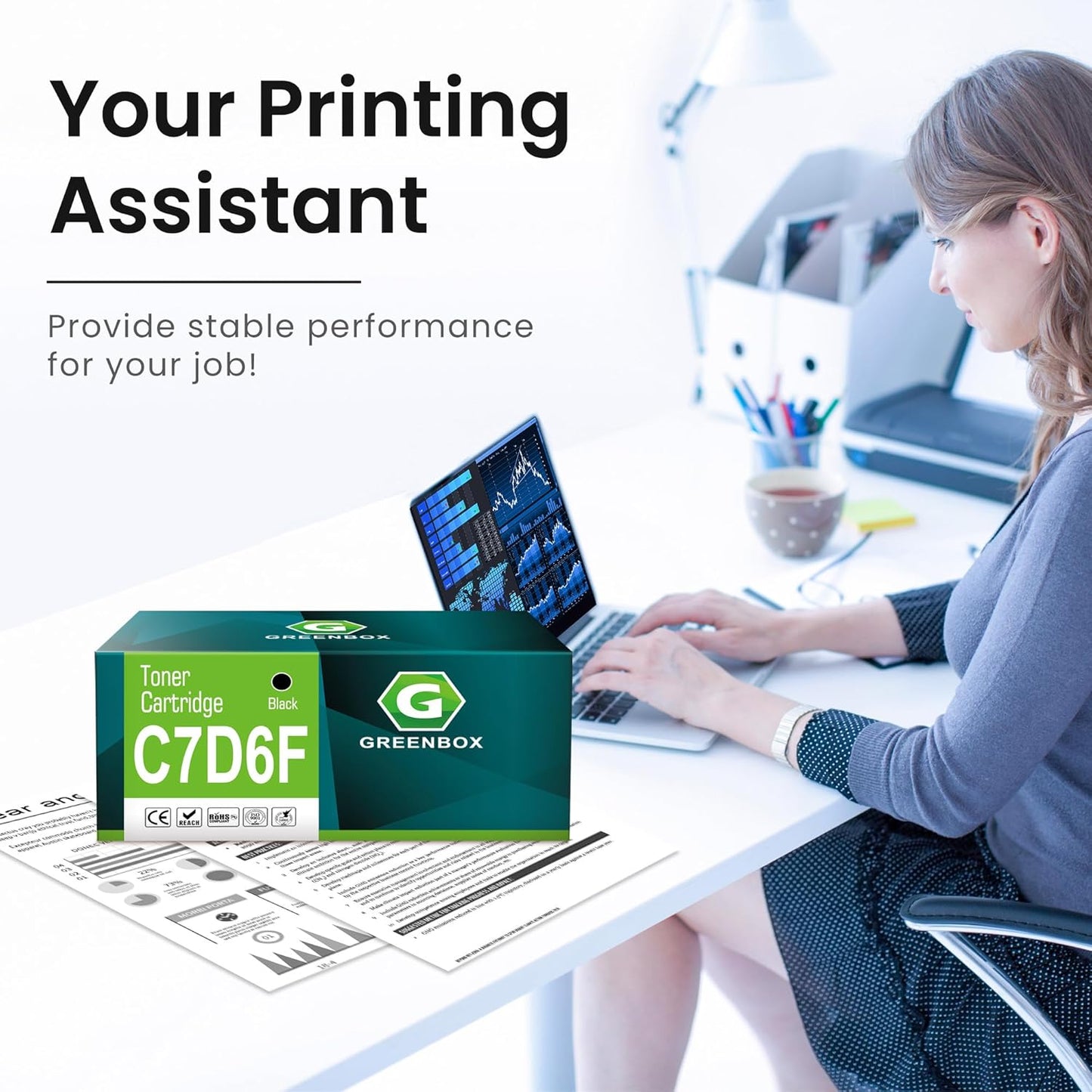 GREENBOX Compatible C7D6F Toner Cartridge Replacement for Dell C7D6F B2375DNF 2375DNF for B2375 B2375DN B2375DNF B2375DFW 2375 C7D6 8PTH4 593-BBBI 593-BBBJ Printer (1 Black, High Yield 10,000 Pages)