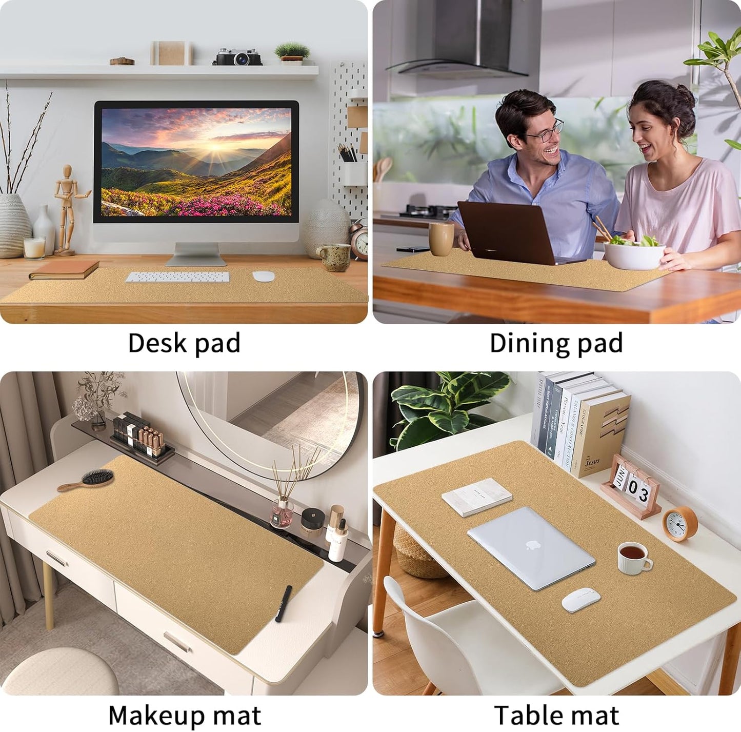 Bloss Gold Desk Mat, PU Large Mouse Pad for Desk, Desk Matt for Desktop, Desk Pad Mat Waterproof, Computer Mat for Office/Home/Decor/Desk Protector(31.5 x 15.7 Inches)