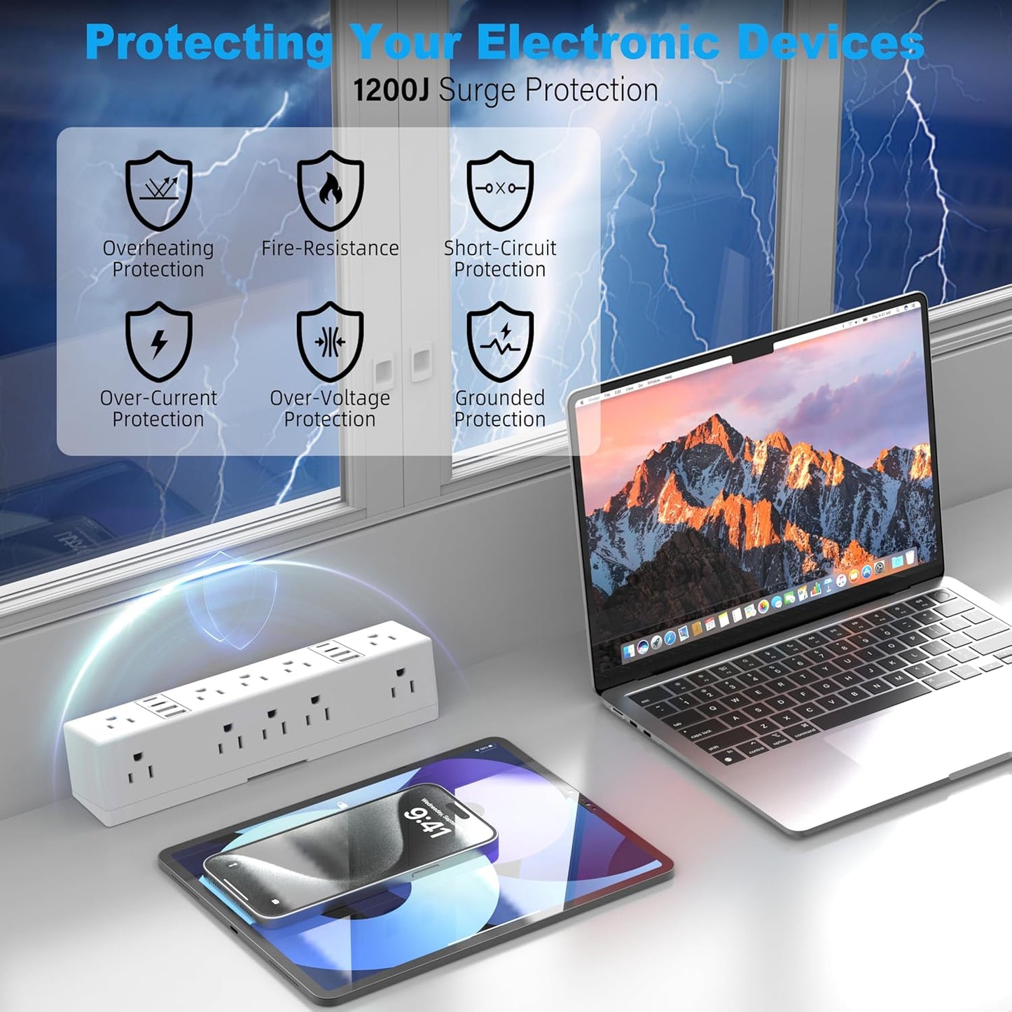 Desk Clamp Power Strip, 40W Fast Charging Station, VILONG Desktop Mount Surge Protector, 8 USB Ports(4 USB-C), 10 AC Outlets and 3Ft Cord, for Home, Office, Fit 1.6" Tabletop Edge