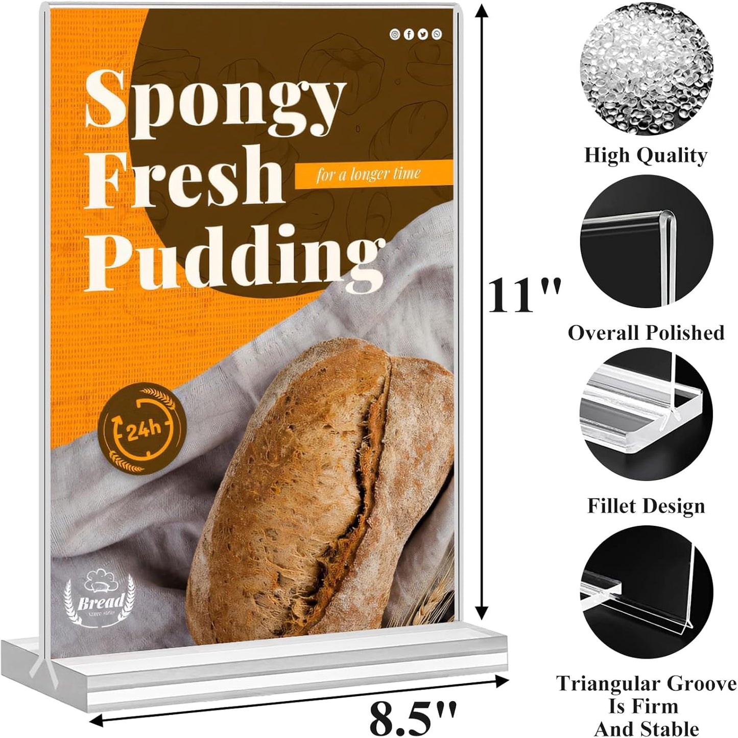 Arrobust Acrylic Sign Holder 8.5 x 11, Double Sided Clear Acrylic Display Table Signs Stand, T Shape Flyer Holder Plastic for Picture Paper Frame Holder Home Office Menu Retail Show Fair, 6 Pack