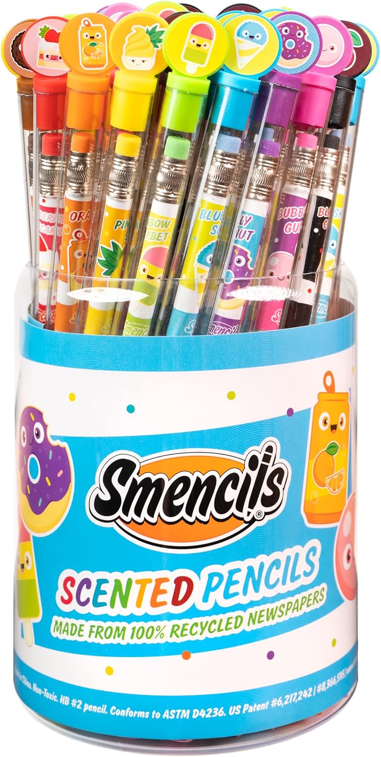 Graphite Smencils Cylinder - HB #2 Scented Pencils, 50 Count, Gifts for Kids, Party Favors, Classroom Rewards
