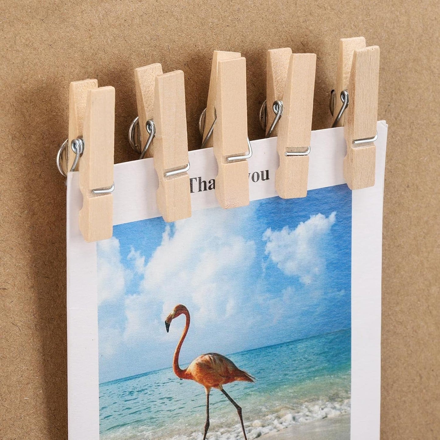 100Pcs Push Pin with Wooden Clips Tacks for Cork Board Artwork for Bulletin Board Crafts Arts Projects Photo Supplies(Wood Color)