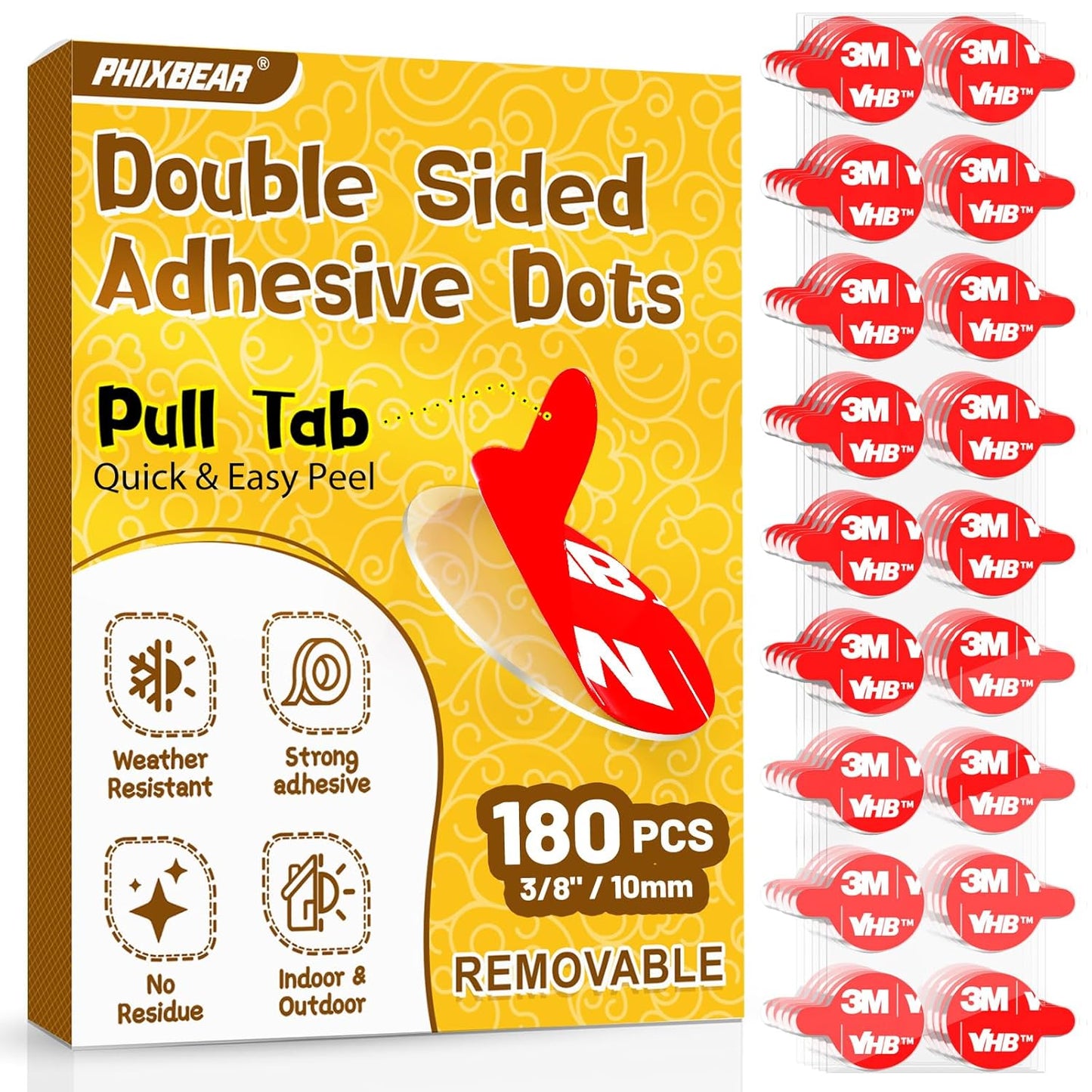 180 Pcs Removable Mounting Putty, Strong Double Sided Glue Adhesive Dots Clear Museum Sticky Tack for Action Figures Wall Hanging No Residue, 3/8"