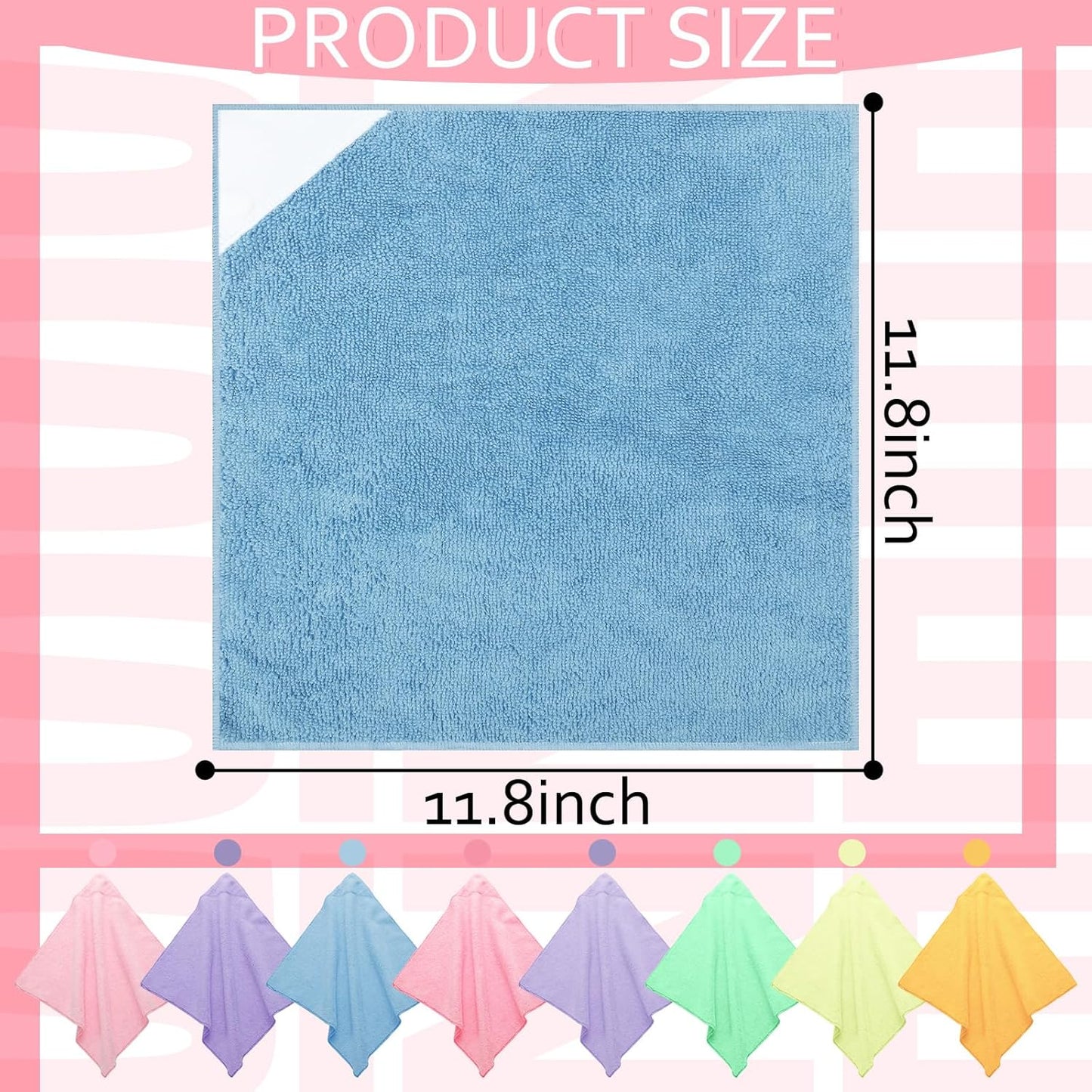Gerrii 8 Pcs Magnetic Cleaning Cloth Dry Erasers for White Boards Compatible with Most Whiteboards Dry Erase Reusable Microfiber Cloth Eraser 12 x 12 Inch(Pastel Color)