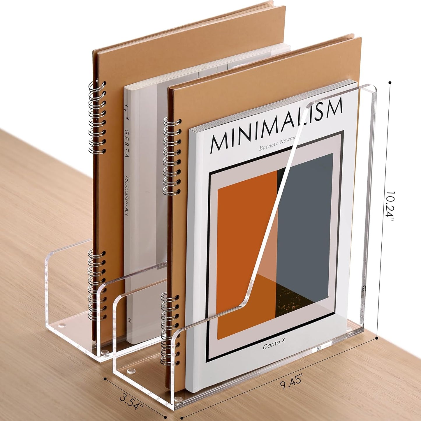 2-Pack Acrylic Magazine File Holder Desk Organizer Magazine Rack, Clear, Vertical File Sorter Holders, 9.45"D x 3.54"W x 10.24"H