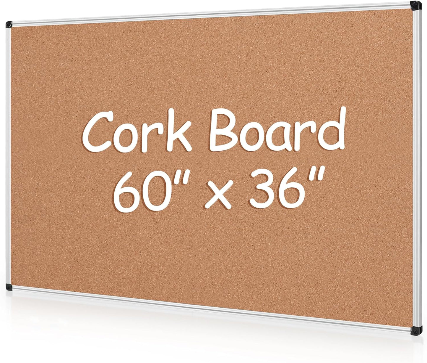 Board2by Extra Large Cork Bulletin Board 60" X 36", Silver Aluminum Framed 5'x3' Corkboard for Wall, Wall Mounted Notice Pin Board with 18 Push Pins for School, Home & Office