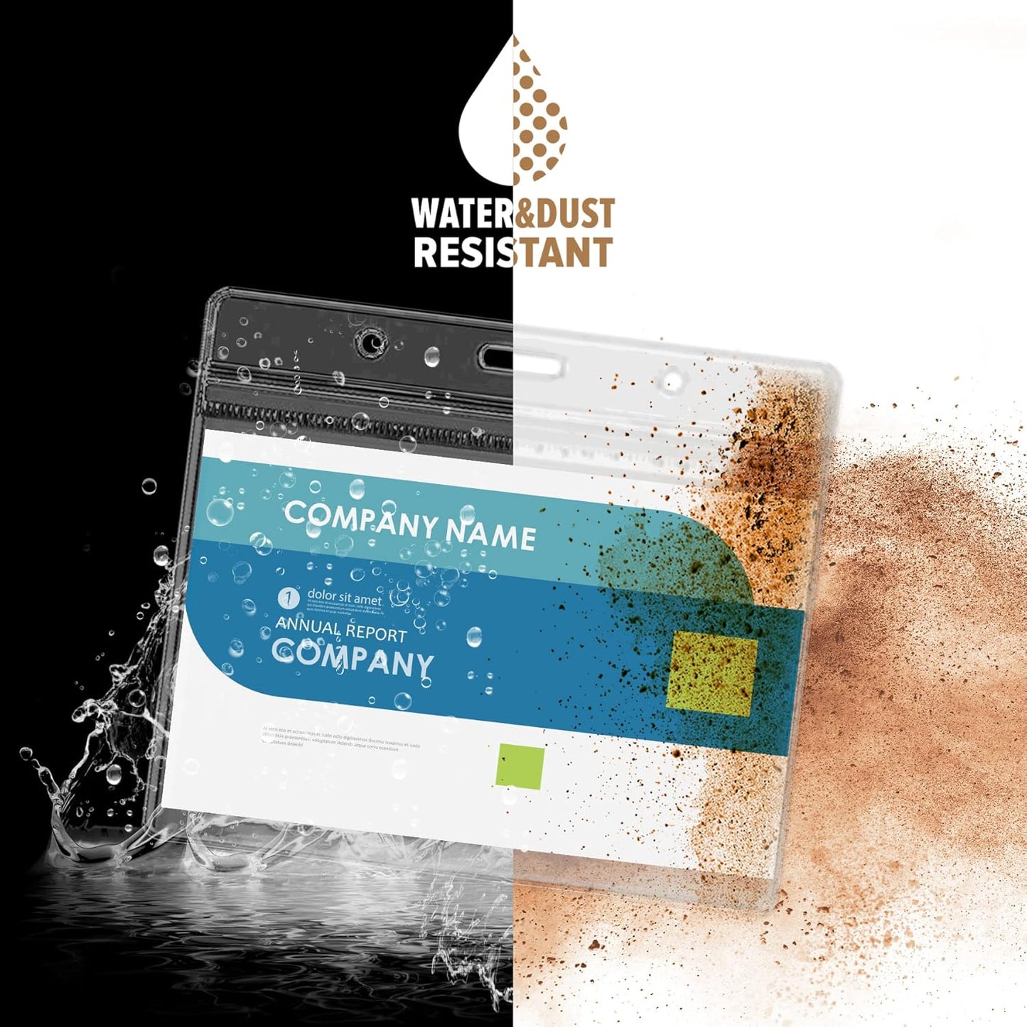 3.5x2.5 Inches Horizontal Badge Holder, Clear ID Card Holder with Waterproof Resealable Zip Type Protector, Badge Sleeve Fits Name Tag Holder/RFID/Proximity/Credit Card(Holders,50PCS)