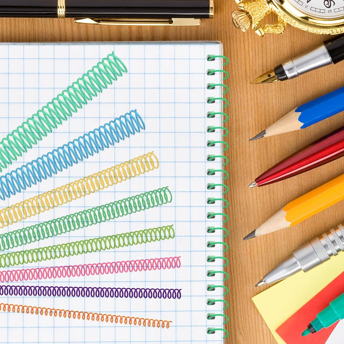 120 Pack Plastic Spiral Binding Coils Binder Binding Spirals Rings Multi Size Spiral Binding Wire Combs Spines Coils, 4:1 Pitch, 1/4 5/16 3/8 1/2 9/16 5/8 3/4 7/8 Inch (Colorful)