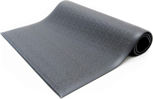 Anti-Fatigue Floor Mat, 2 Feet x 3 Feet x 3/8 Inch Thick, Textured Pattern Top, Bevelled on All Sides, Black, Made in USA