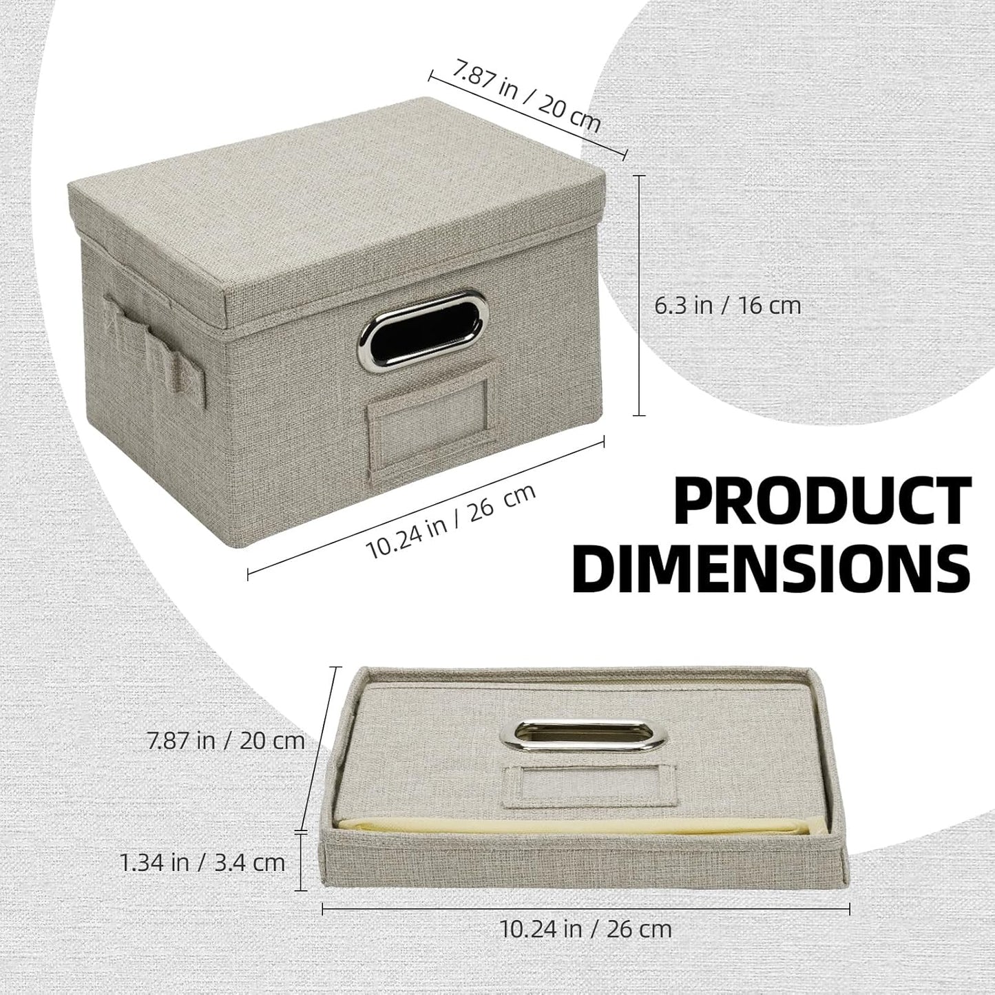 Greeting Card Storage Box, Linen Storage Box with 16 Adjustable Dividers, 84 Labels, 1 Marker Pen, Perfect for Organizing Greeting Cards, Envelopes, Photos 1 Pack Beige