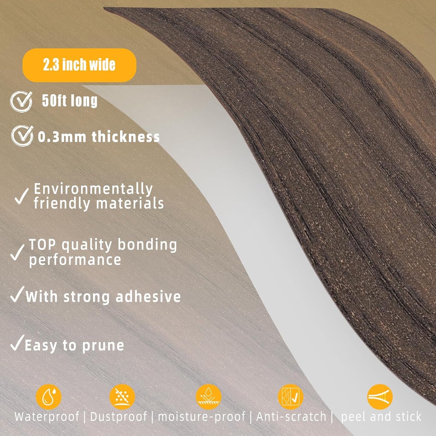 GSCIT Club Wood Grain Repair Tape, 2.3 inch X 50ft Self Adhesive Walnut Grain Repair Patch for Tables, Chairs, Baseboards, Doors, Windows, Floors, Handicraft DIY.