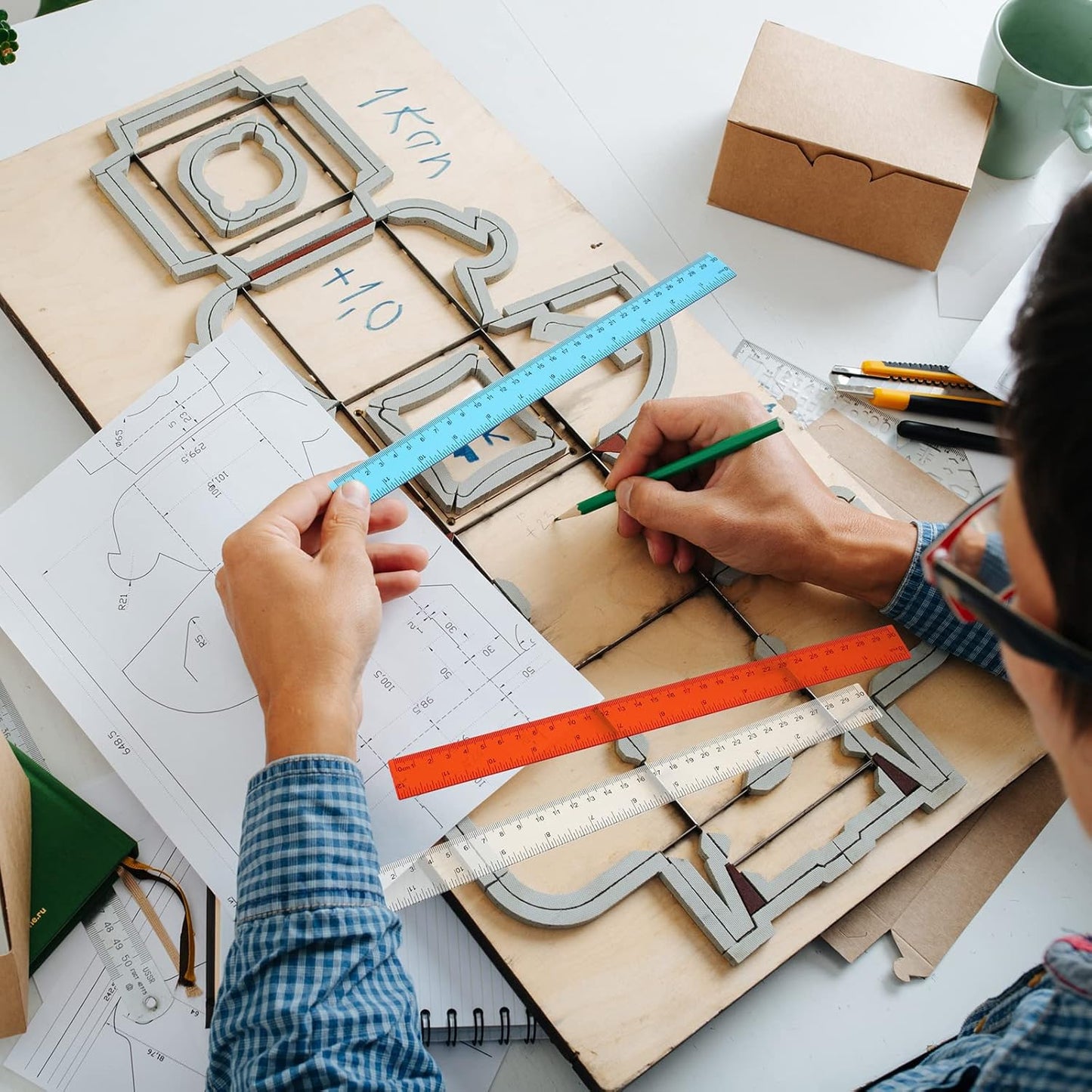 Fumete 300 Pack 12 Inch Plastic Rulers Bulk for Classroom Back to School Supplies Flexible Transparent Assorted Color Ruler with Centimeters and Inches for Office Teacher Student