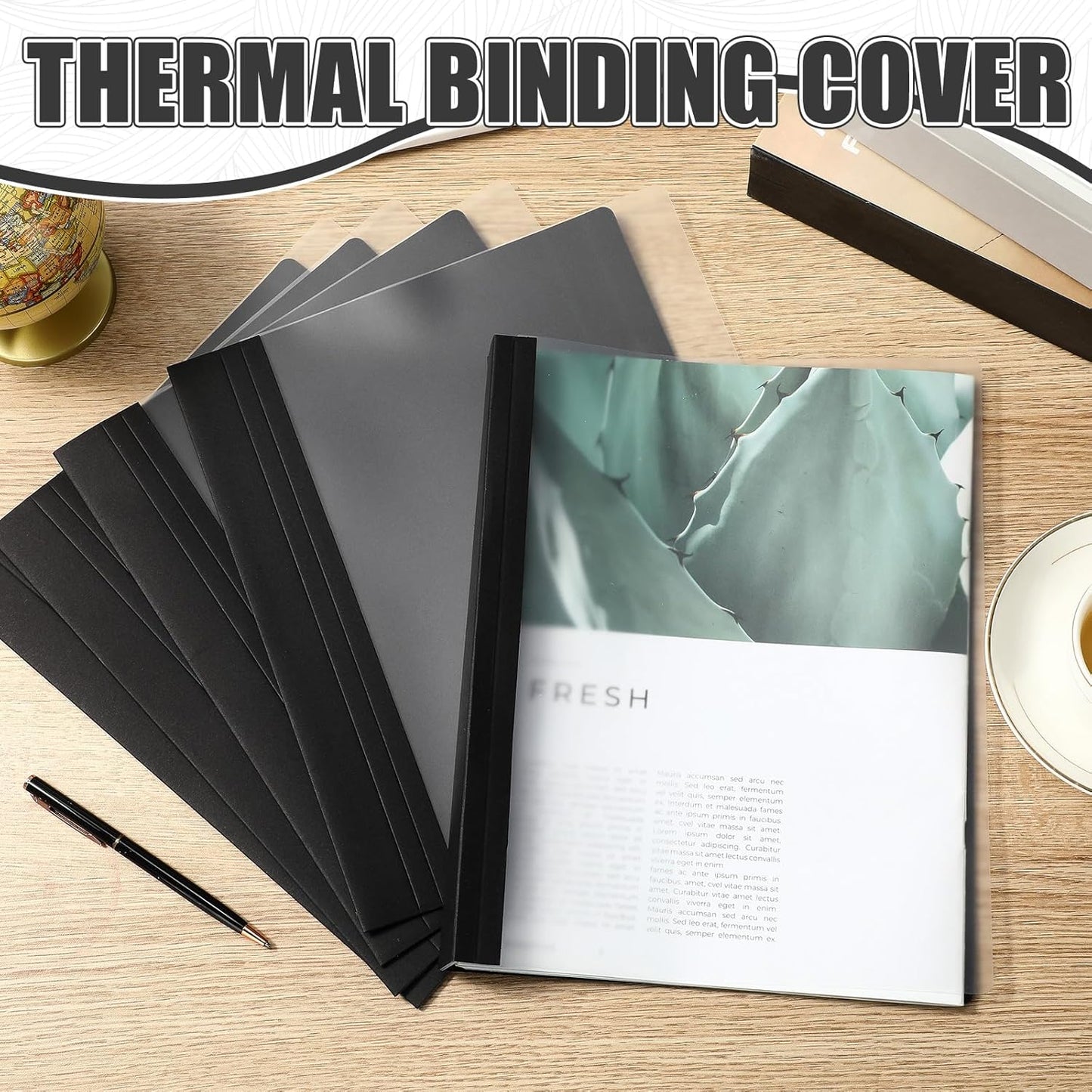 10 Pcs Thermal Binding Covers, 8.5 x 11 Inch Letter Size, 1 Inch Spine Holds 240 Sheets, Clear Front Paper Back Report Cover Suitable for Schools Offices Presentation(Black)