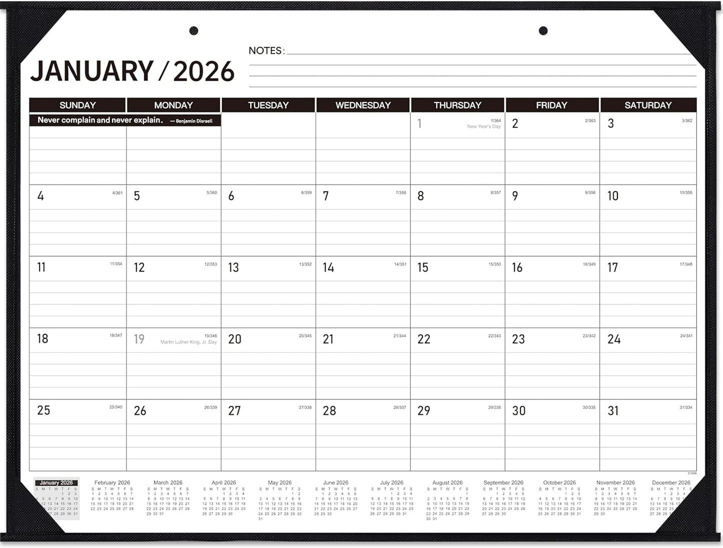 2026 Desk Calendar - JAN. 2026 – DEC. 2026, 22" x 17", Large Desk Calendar 2026, 12 Monthly Desk/Wall Calendar 2-in-1, Corner Protector, Desk Pad, Large Ruled Blocks