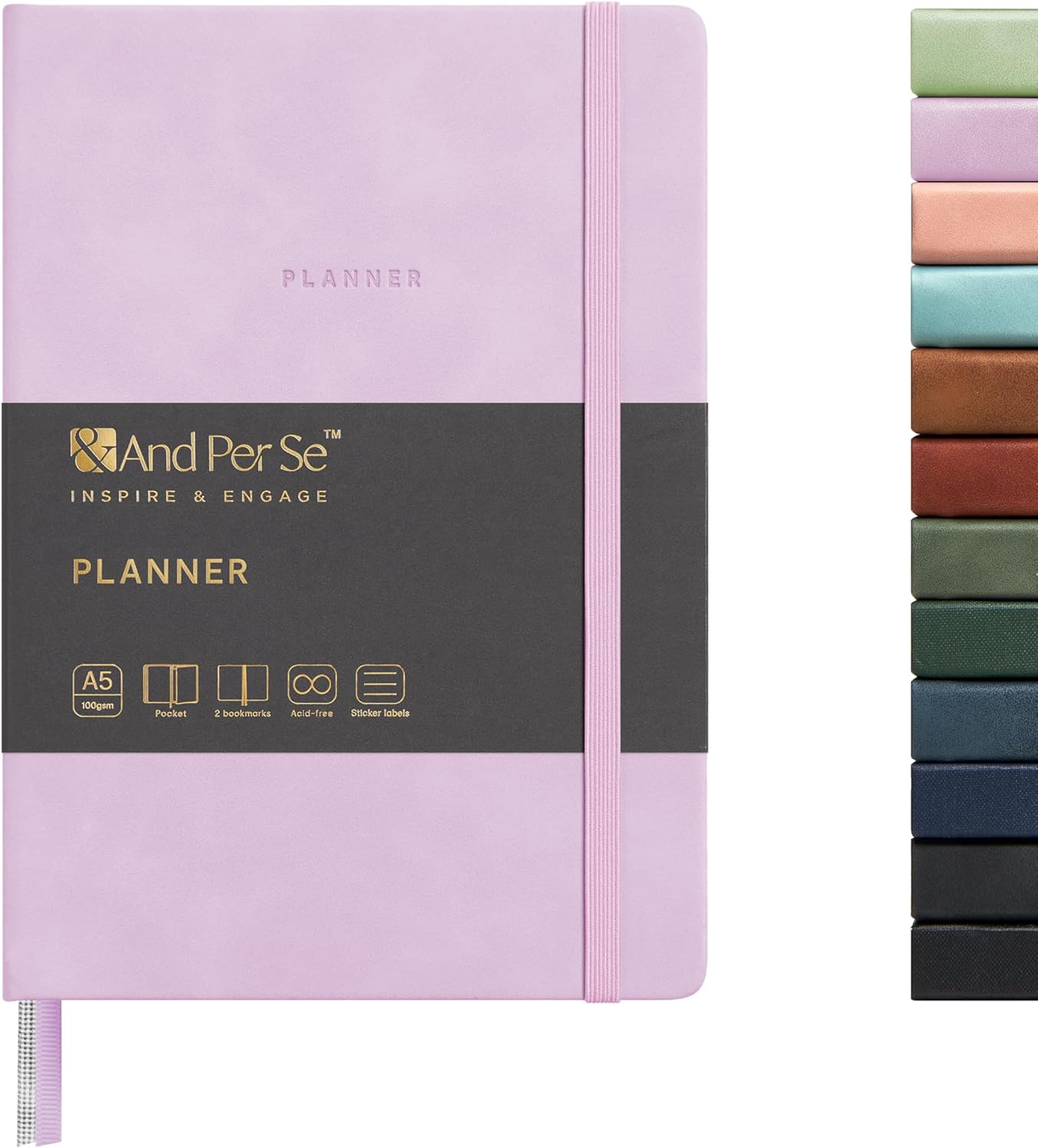 And Per Se Undated Academic Planner, A5 Weekly Calendar Planner, 72 Weeks Hardcover to Track Goals, Teacher Student Planning Book with Monthly Tab Stickers & Back Pocket (Lavender)