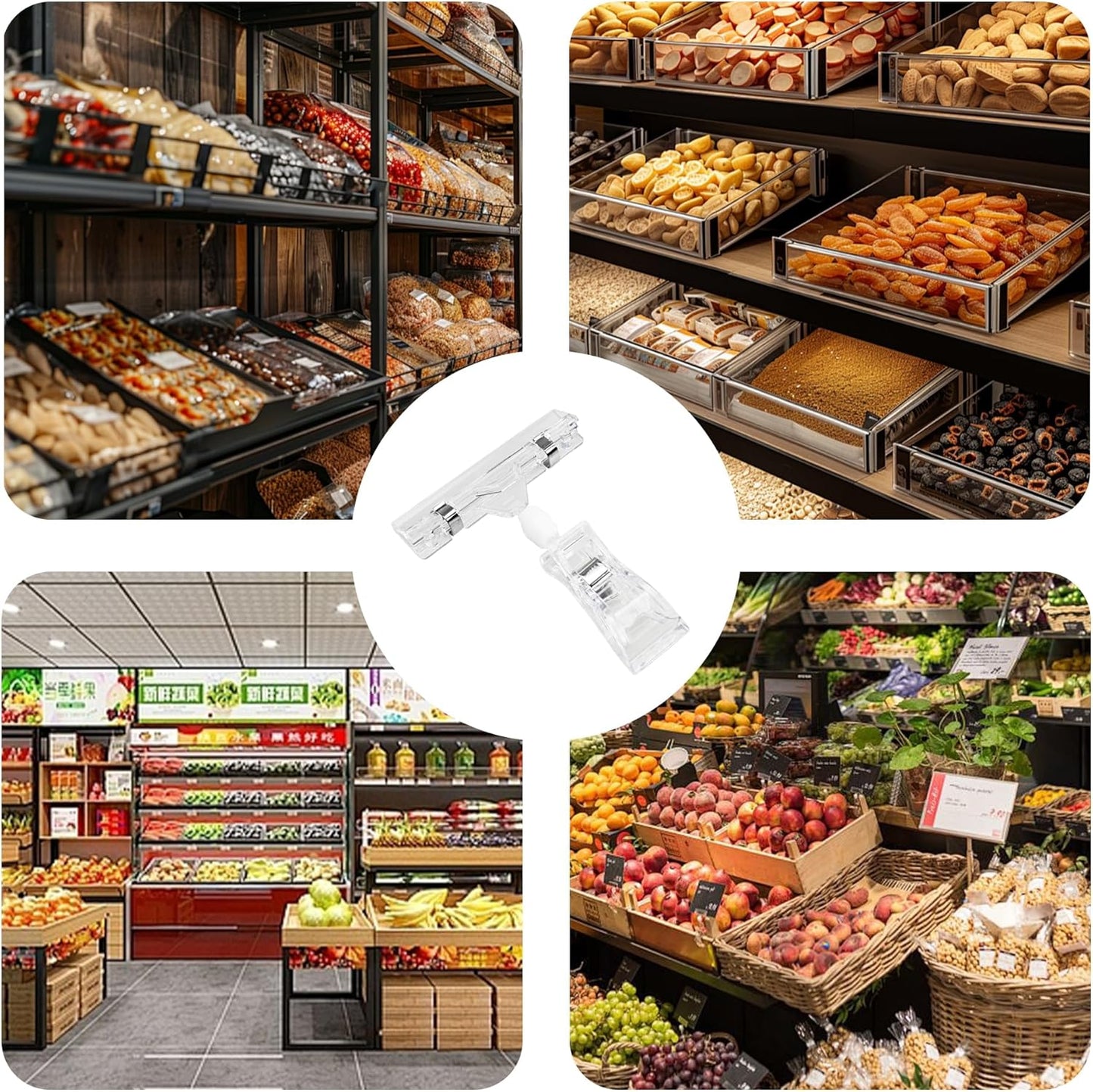 30PCS Plastic Sign Holder Clips, Rotatable Price Signs Double Display Clips, Retail Cards Clips for Merchandise/Retailers