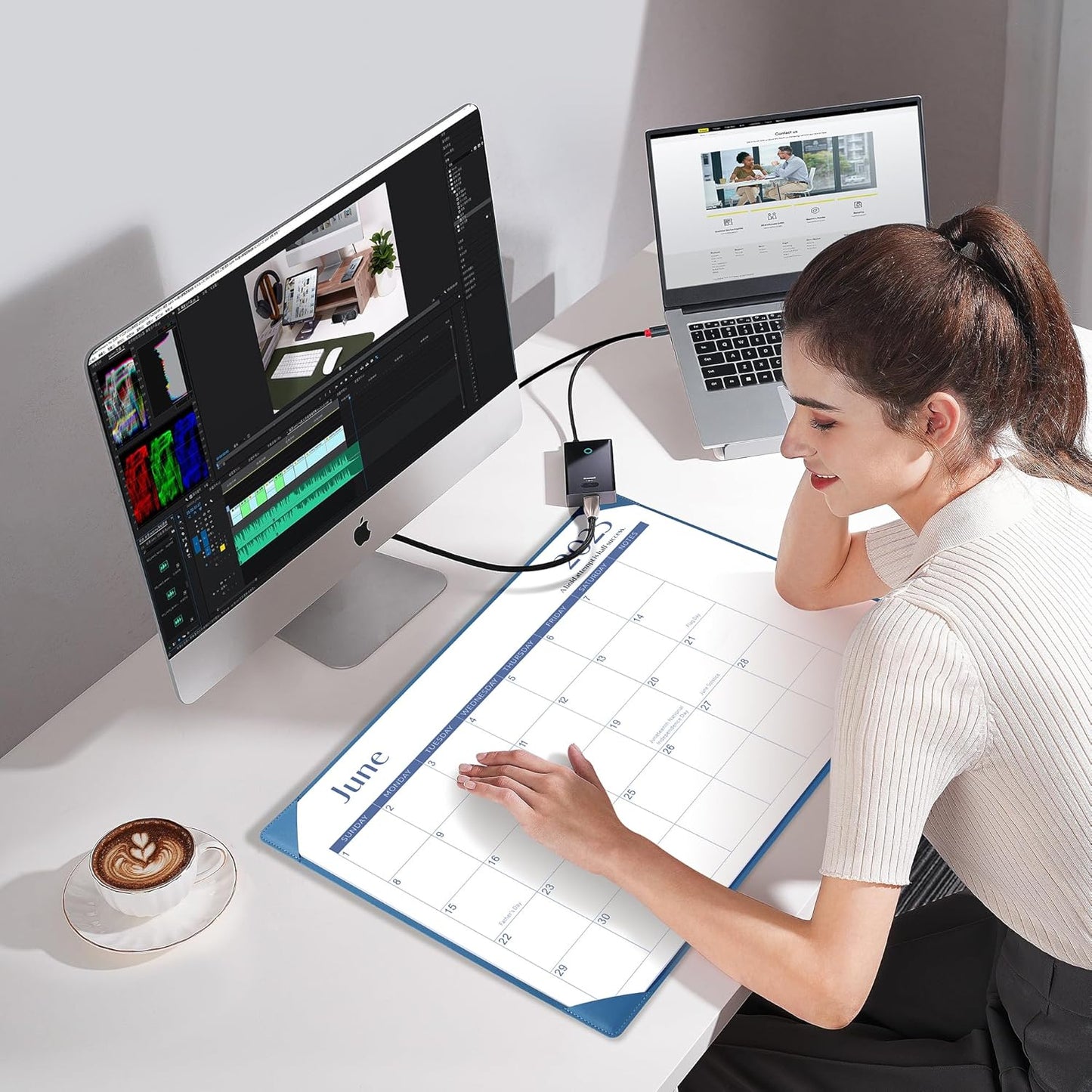 Gannyfer Desk Calendar 2025-2026 with Desktop Mat, Simplified Large 22" x 17" Desktop Calendar, 18 Month Table Calendar from July 2025 to Dec 2026, Perfect for Home School and Office - Dark Blue