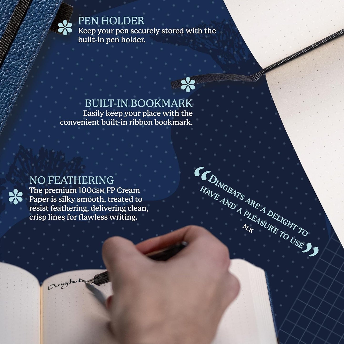 Dingbats* Wildlife Lined Writing Journal Notebook A5 - Vegan Leather Hardcover - Ideal for Work, Travel - Pocket, Elastic Closure, & Bookmark