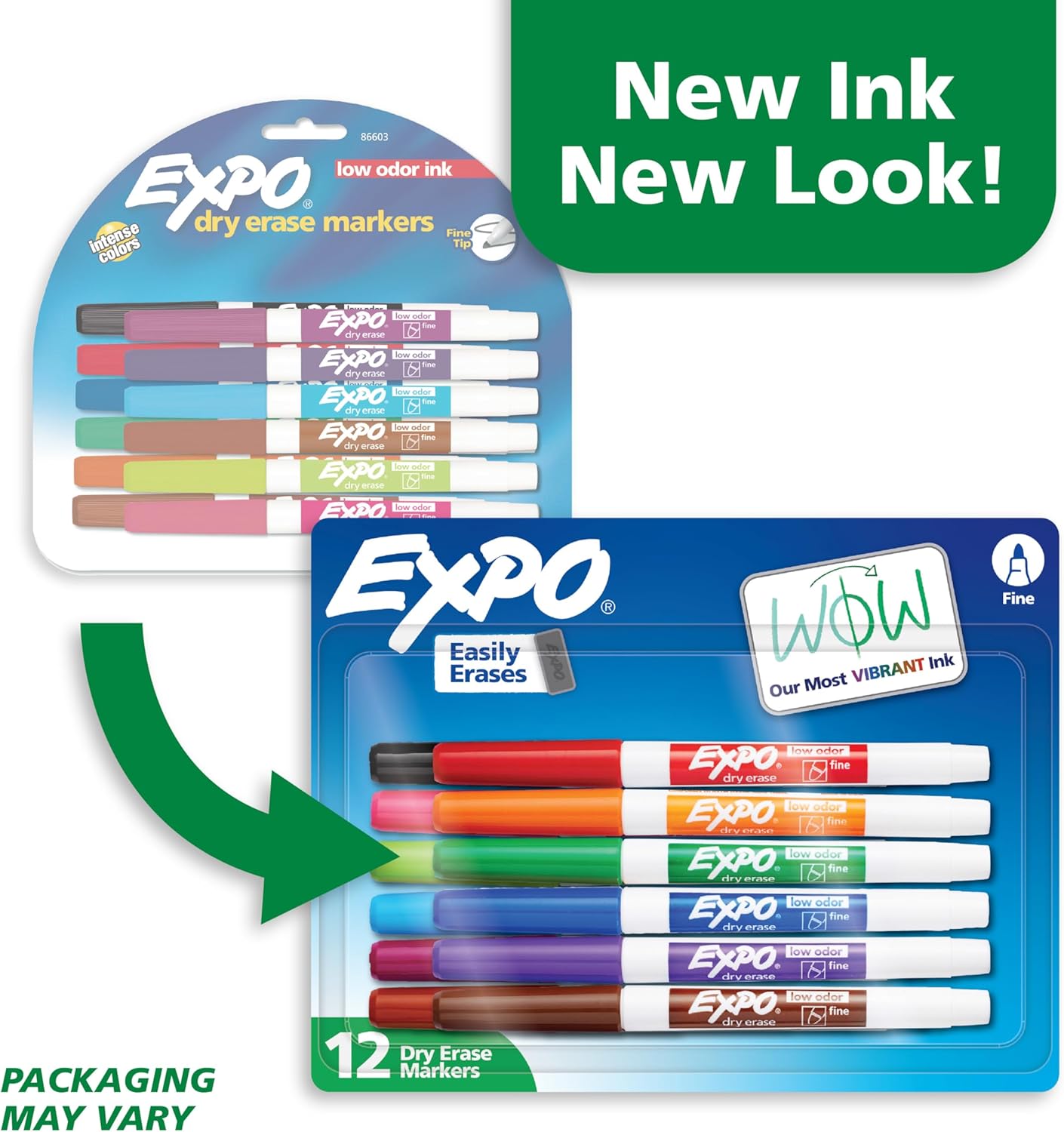 EXPO Low Odor Dry Erase Markers Fine Tip Assorted Colors 12 Count