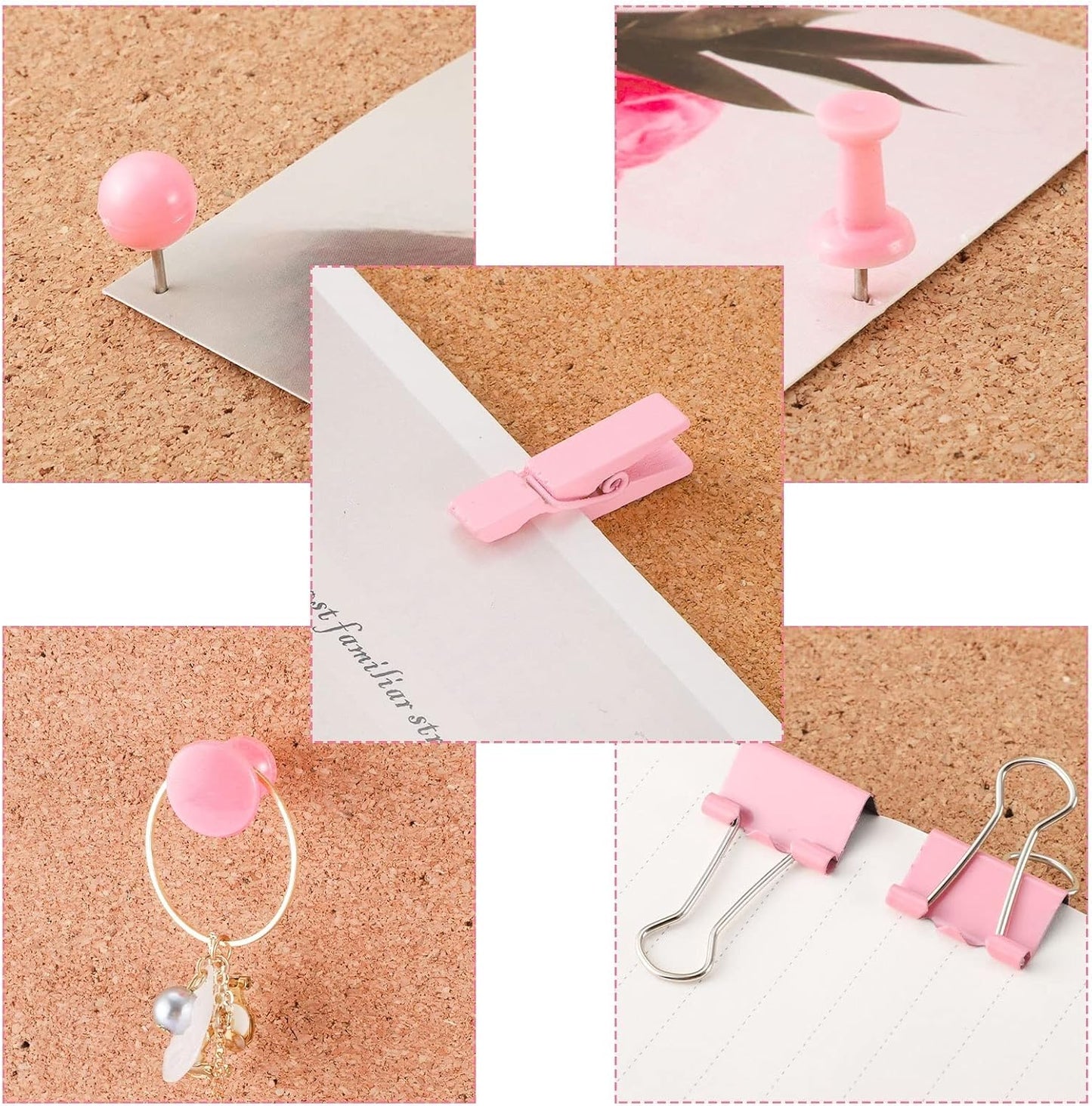 200 Pieces Pink Push Pins Thumb Tacks Cute Decorative Push Pins for Cork Board Bulletin Boards Wall Maps Pictures Office Supplies