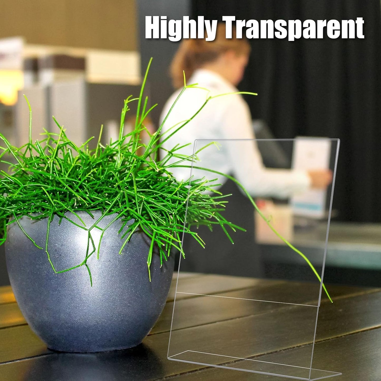 6pack Acrylic Sign Holder 4x6 for Picture Frames, L Shape Clear Plastic, Plastic Sign Holder,Menu Holder, Unbreakable Table Sign Holder for Restaurant, Office, School, Store and Home Use