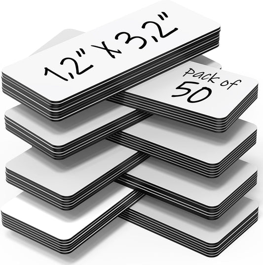 50 Pack Dry Erase Magnetic Labels 3.2x1.2 in - Magnetic Name Tags for Classroom Lockers School Bus - Classroom Magnets for Names Magnet Labels for Whiteboard Magnet Name Plates for Classrooms Blanked