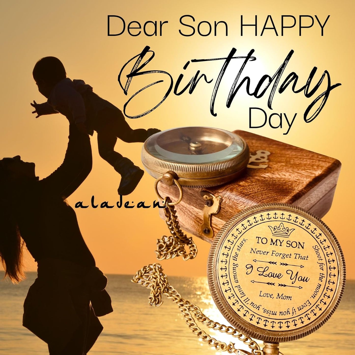 Gift for Son from Mom Dad | Engraved Compass 2" - Father to Son Gifts, Mom to Son Gifts for Graduation 2025, Birthday Baptism Confirmation Communion