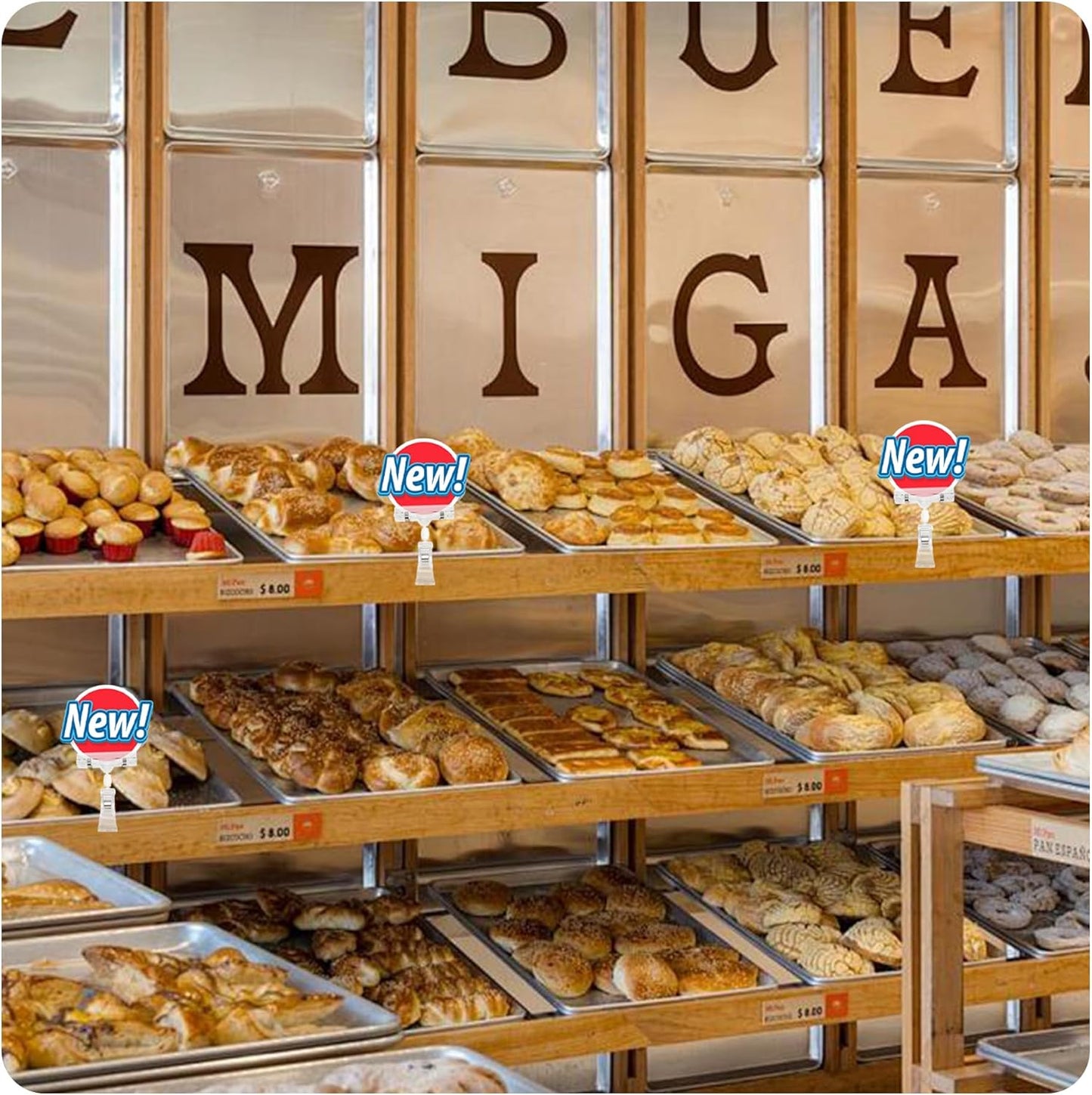 60PCS Plastic Sign Holder Clips, Rotatable Price Signs Double Display Clips, Retail Cards Clips for Merchandise/Retailers